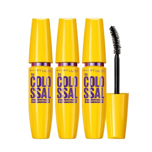 메이블린 뉴욕 콜로썰 워터프루프 마스카라 9.2ml, 리얼 블랙, 3개