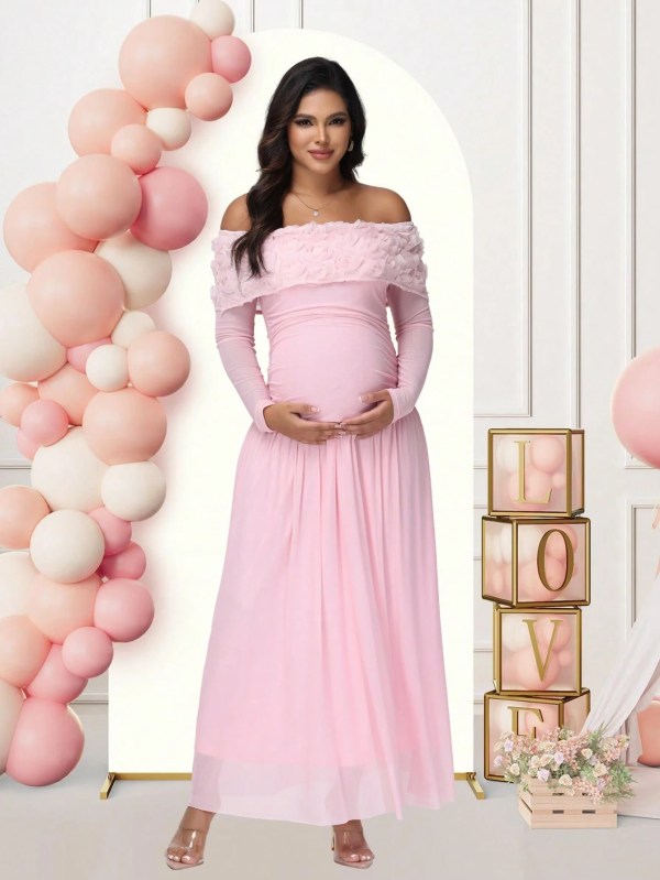 Lilleline raseduse maxi kleit Lilleline raseduse maxi kleit
