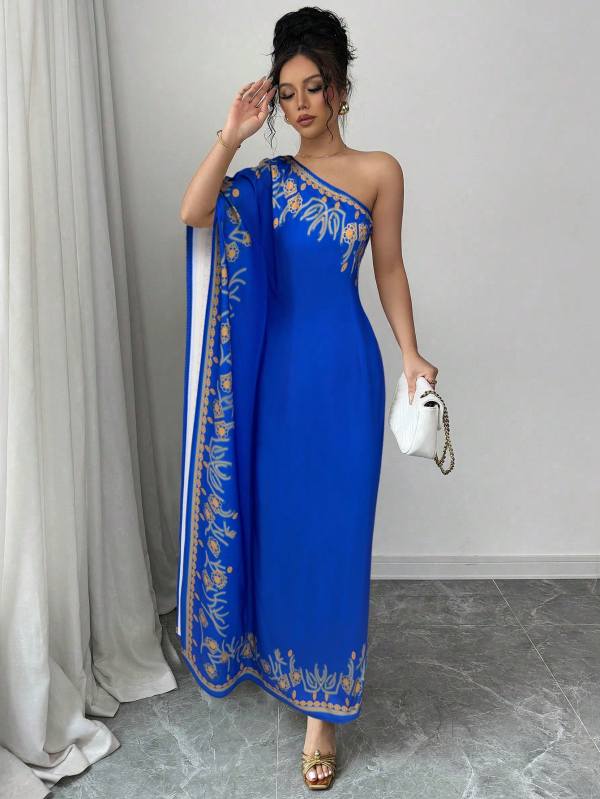 Elegantne pluss suurus kuninglik sinine kleit Elegantne pluss suurus kuninglik sinine kleit