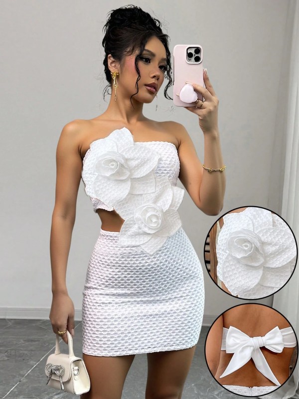 3d lillekate valge kleit 3d lillekate valge kleit