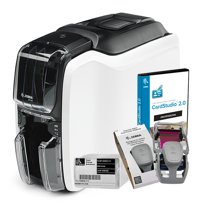 KIT IMPRESORA DE TARJETAS ZC300 ZEBRA 2 CARAS 300 DPI  USB