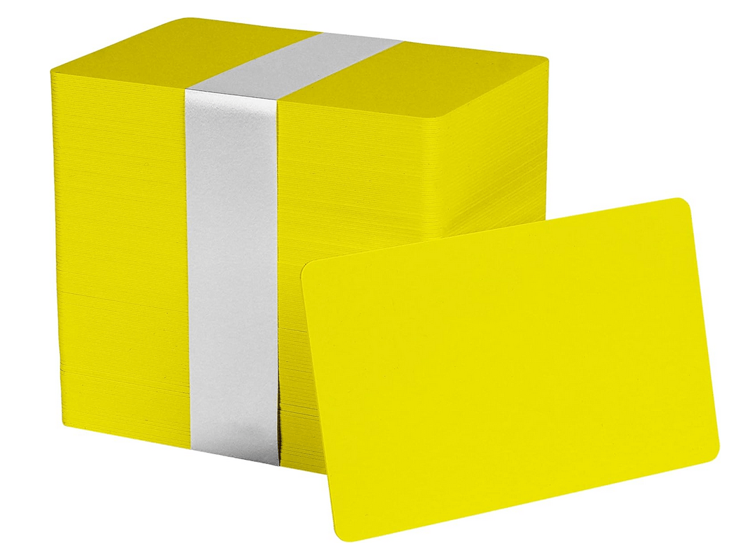 100 Tarjetas PVC AMARILLA p/Impresora de credenciales