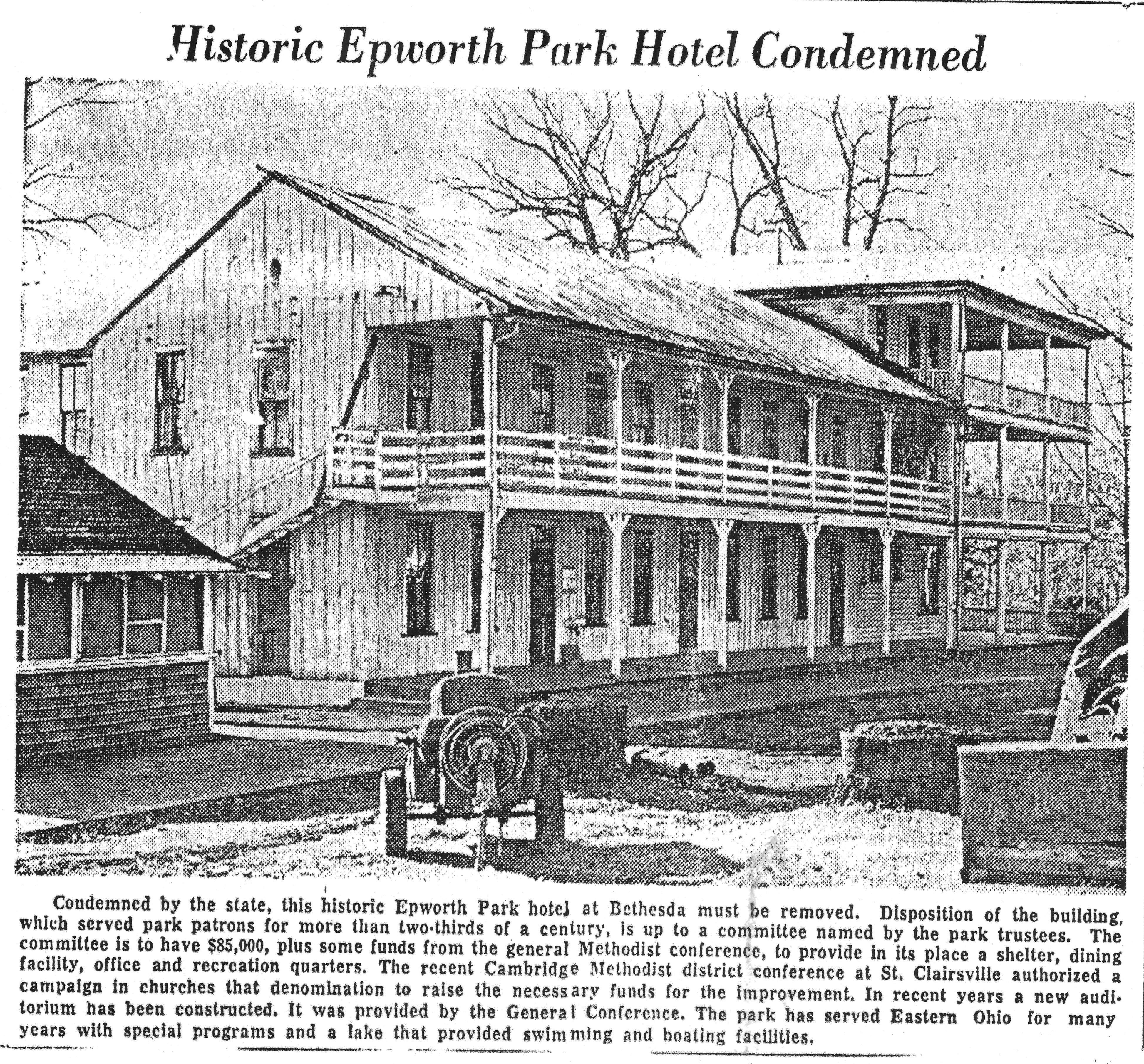 News Article: Historic Epworth Park Hotel Condemned News Article: Historic Epworth Park Hotel Condemned