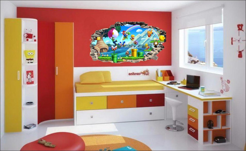 SIENŲ LIPDUOTI Skylė sienoje MARIO BROS