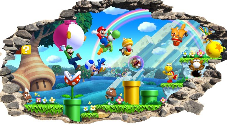 SIENŲ LIPDUOTI Skylė sienoje MARIO BROS
