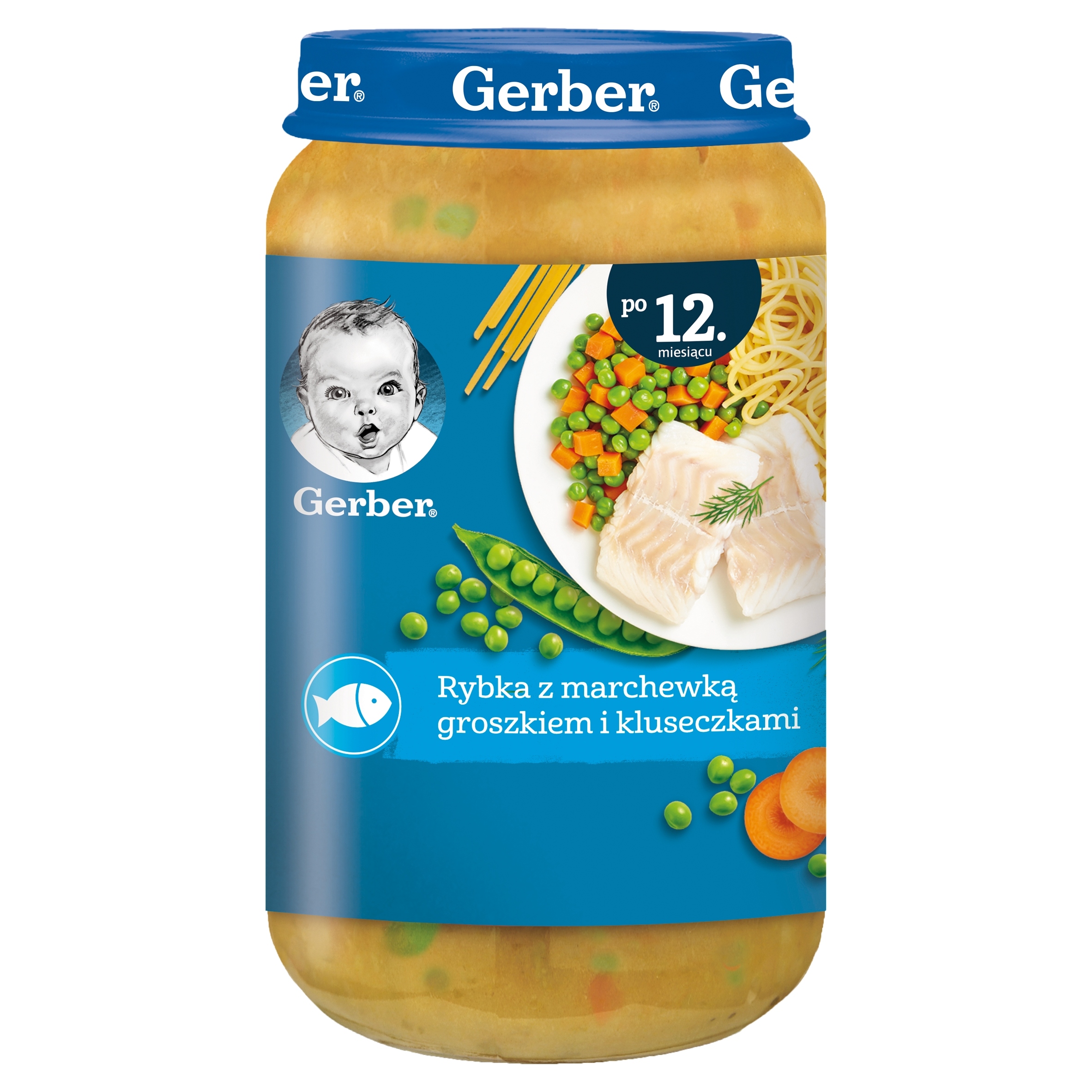 Gerber žuvies pietaujimas su morkomis ir žirniais