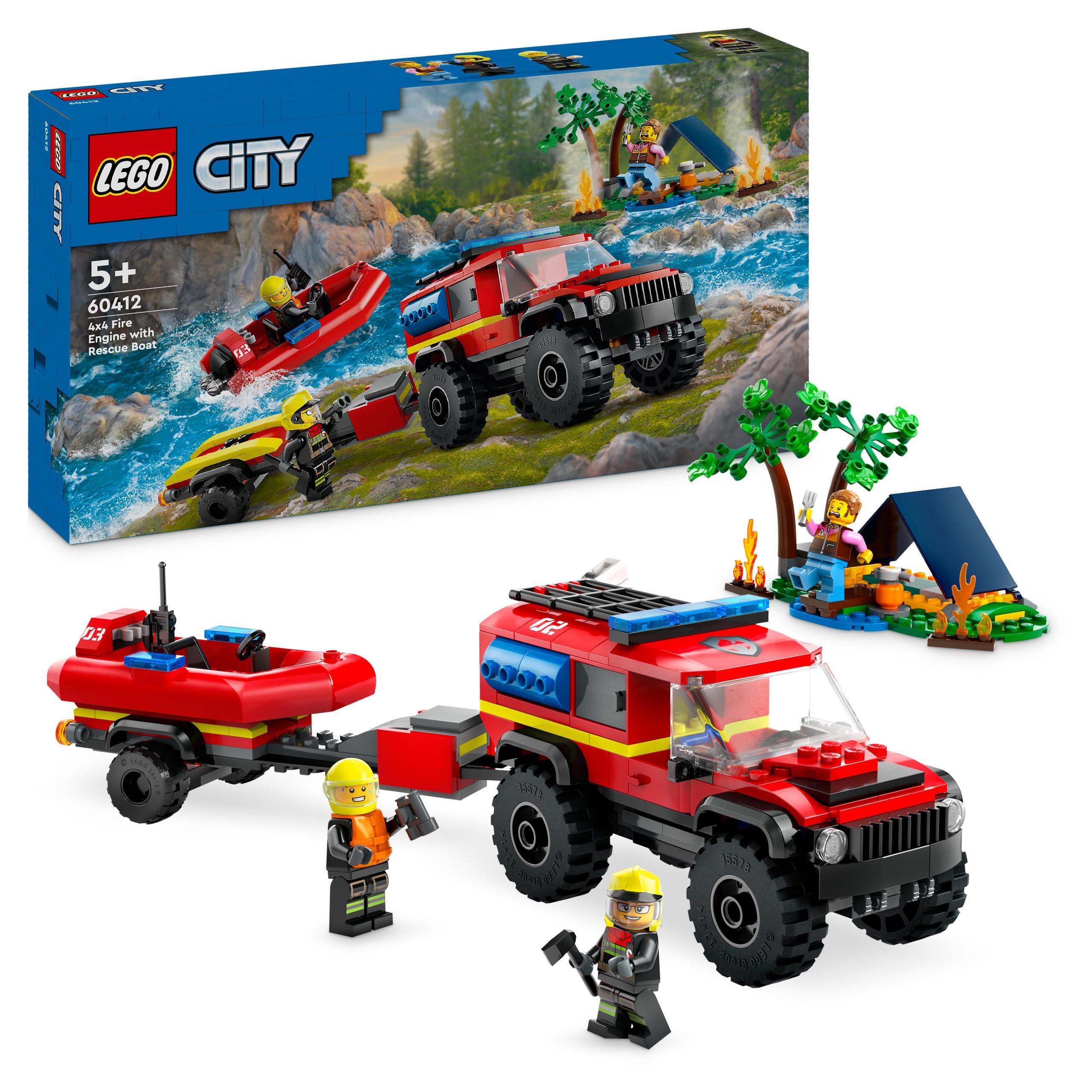 LEGO City 60412 gaisrinė mašina 4x4 ir gelbėjimo valtis