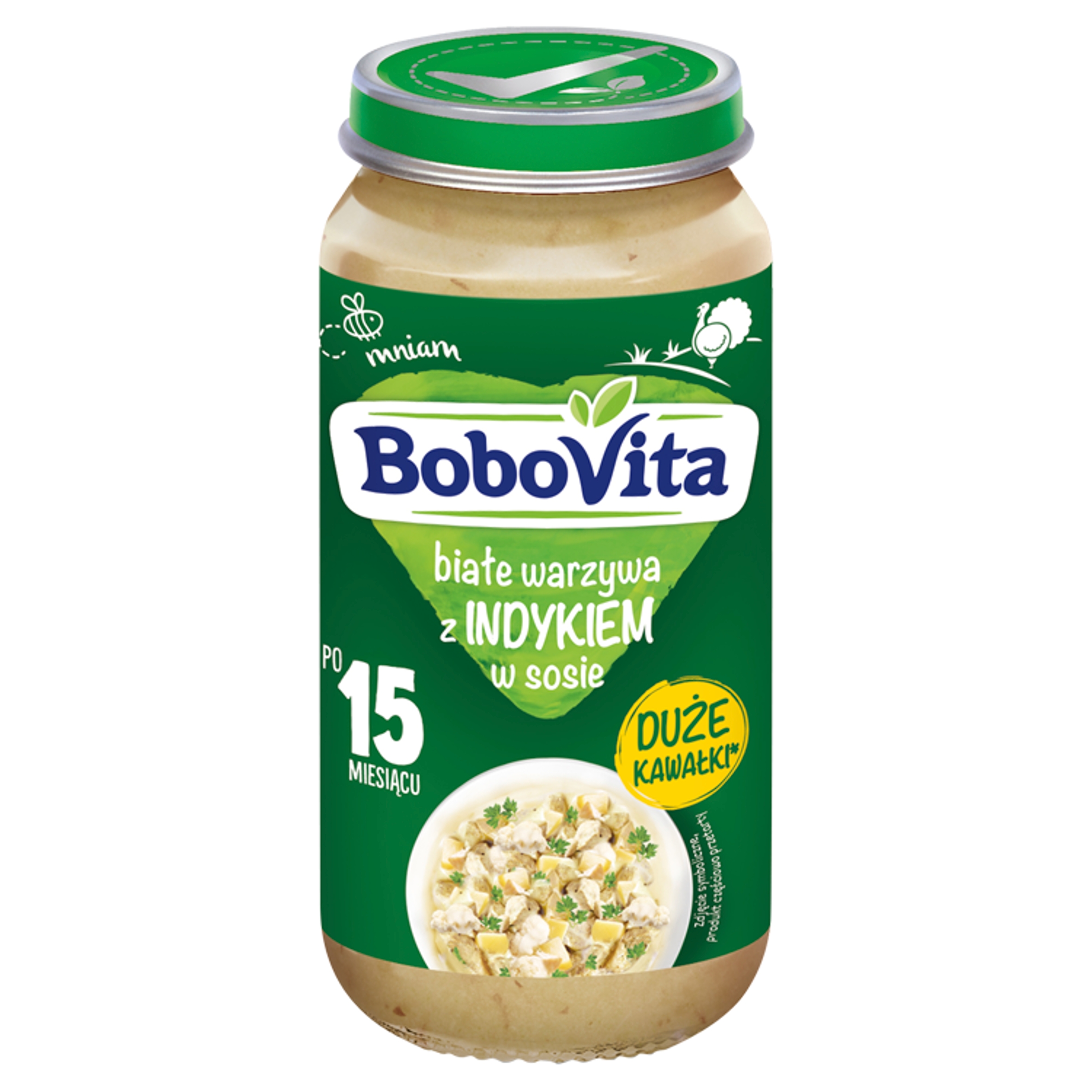Vakarienės patiekalas Bobovita Baltos daržovės su kalakutiena padaže nuo 15 mėnesių 250g