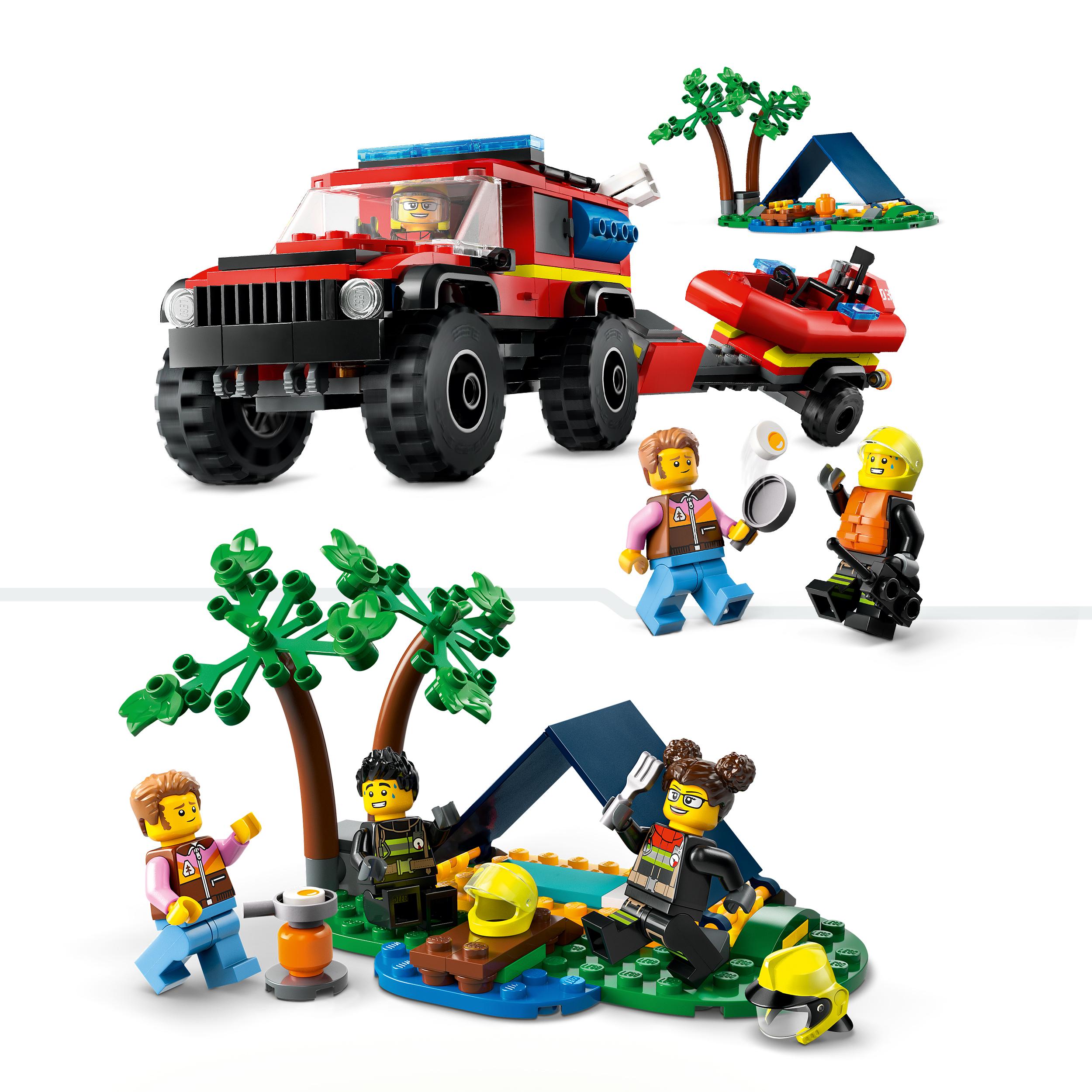 LEGO City 60412 gaisrinė mašina 4x4 ir gelbėjimo valtis