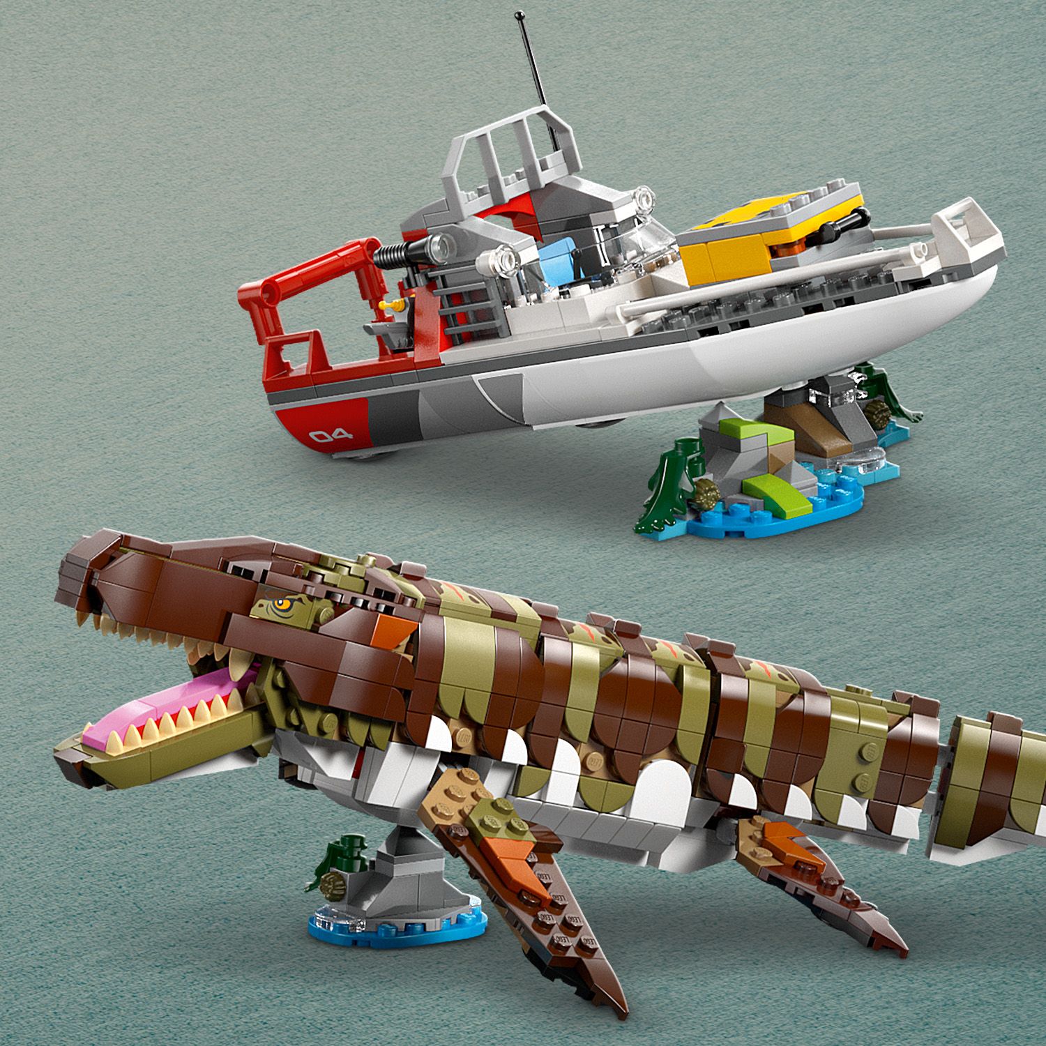 Lego Jurassic World laivo misija ir mozazauras 76974