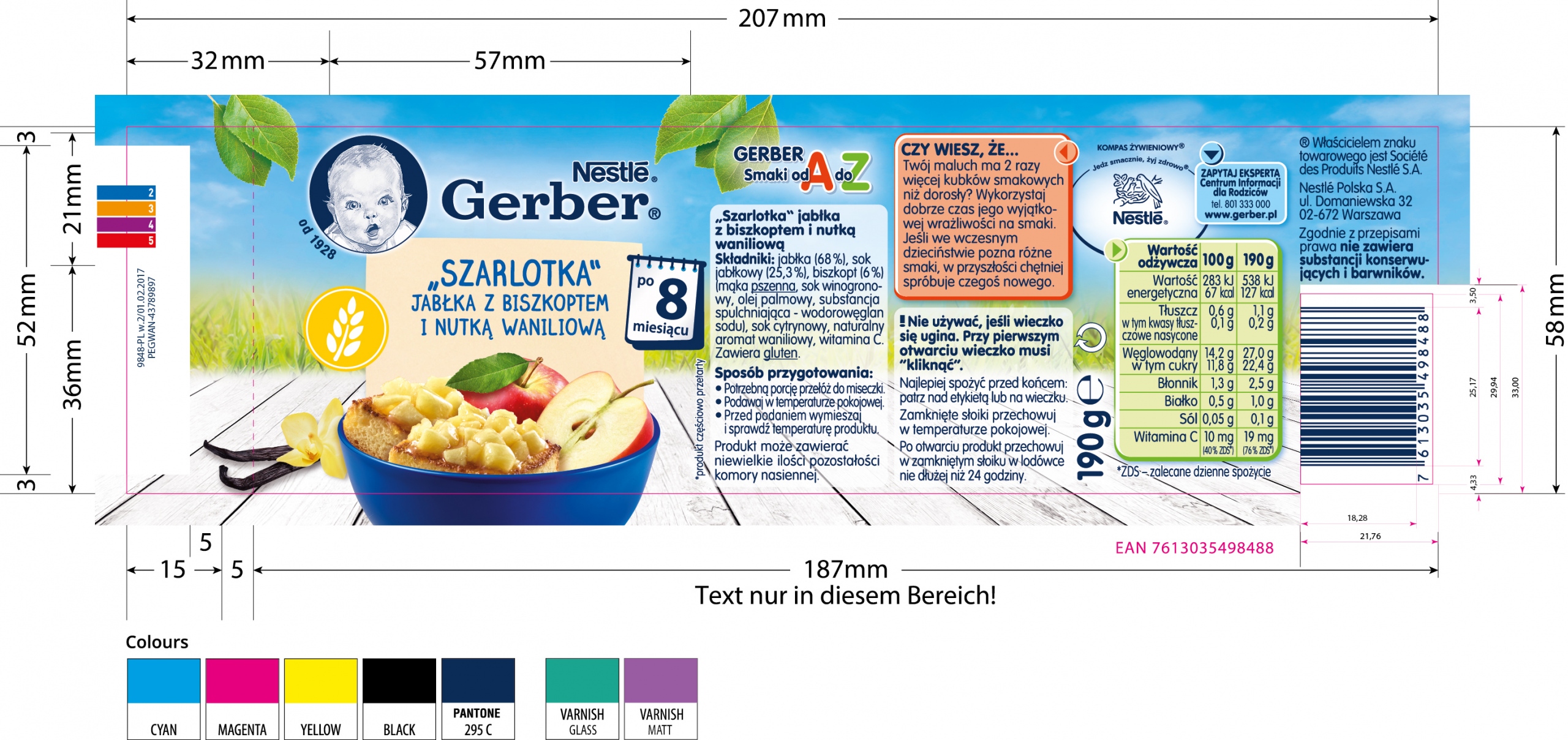 Gerber obuolių pyragas Obuoliai su biskvitu ir vanile po 8 mėnesio 190 g