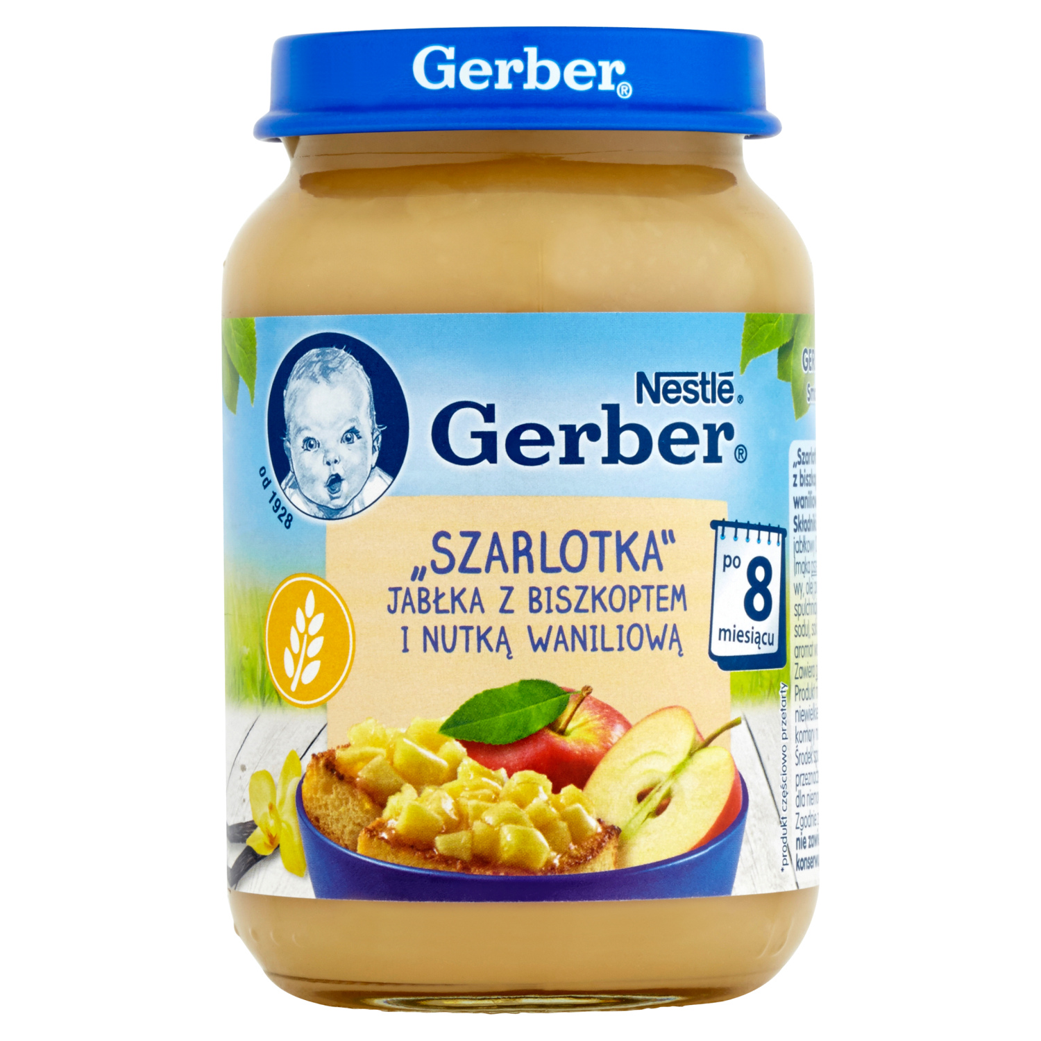 Gerber obuolių pyragas Obuoliai su biskvitu ir vanile po 8 mėnesio 190 g