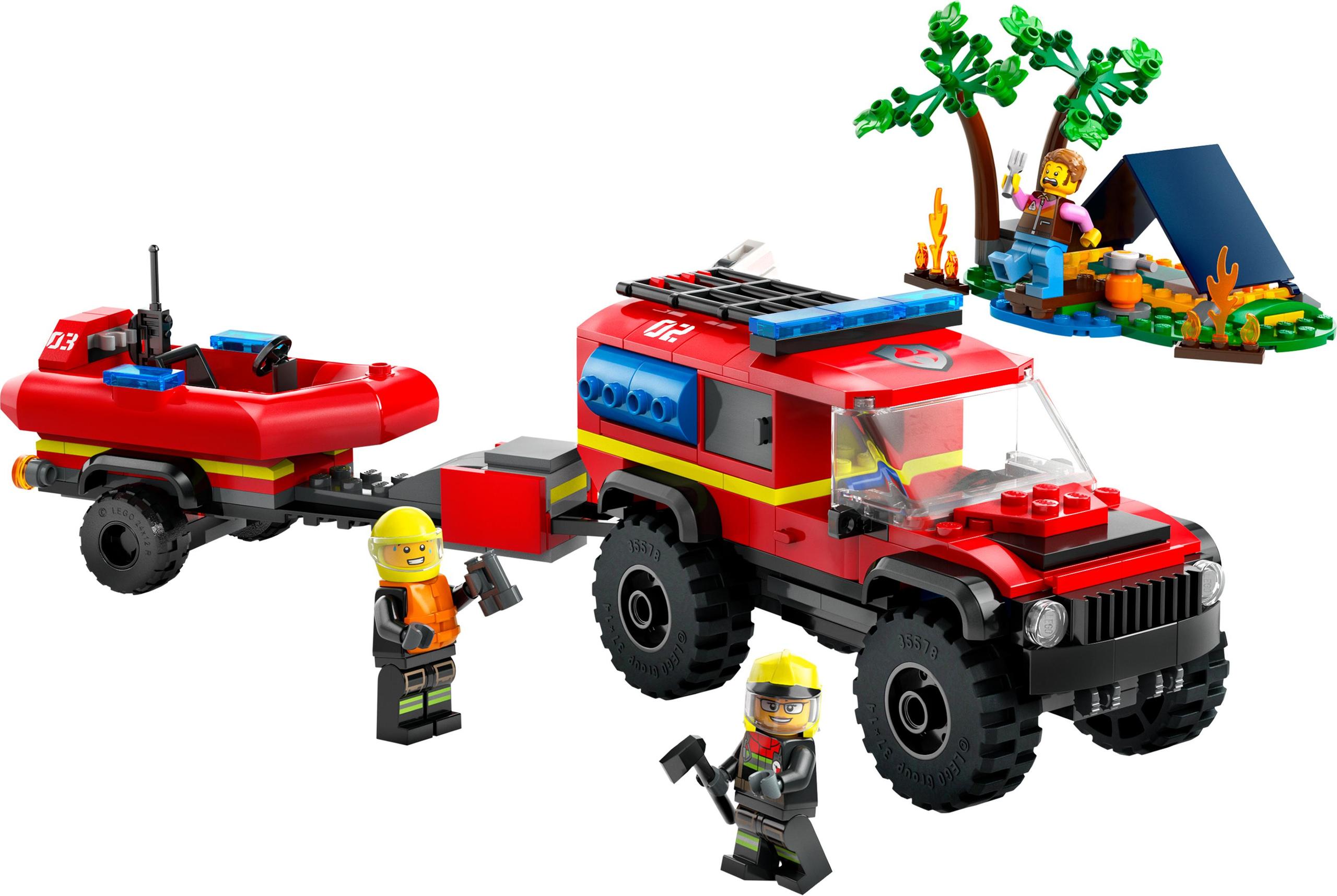 LEGO City 60412 gaisrinė mašina 4x4 ir gelbėjimo valtis