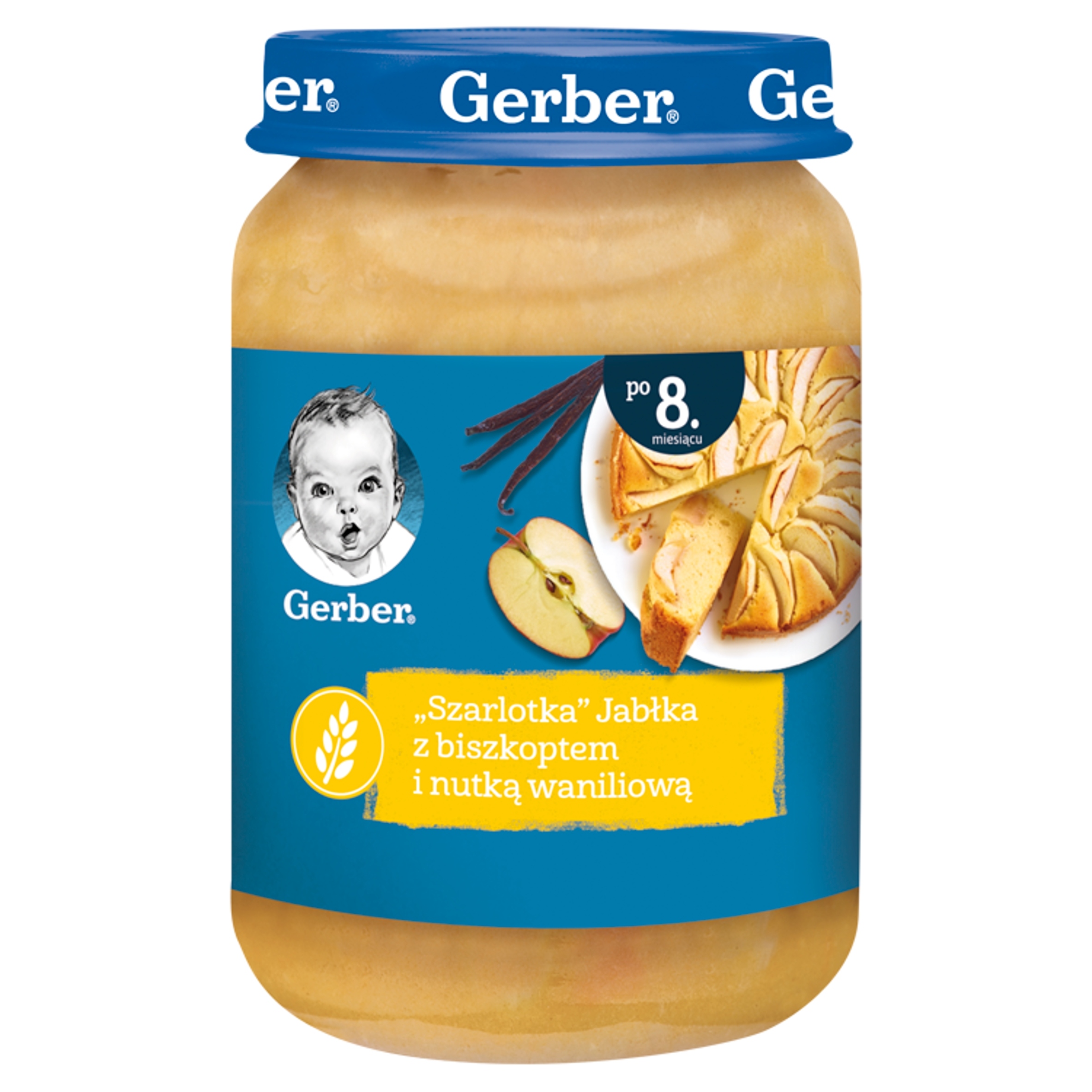 Gerber obuolių pyragas Obuoliai su biskvitu ir vanile po 8 mėnesio 190 g