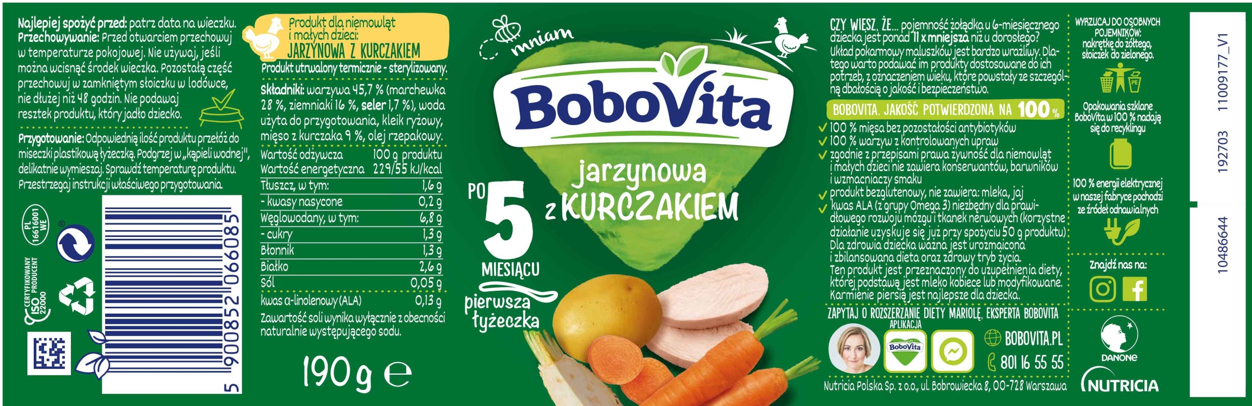 Bobovita zupka warzywna z kurczakiem 190g