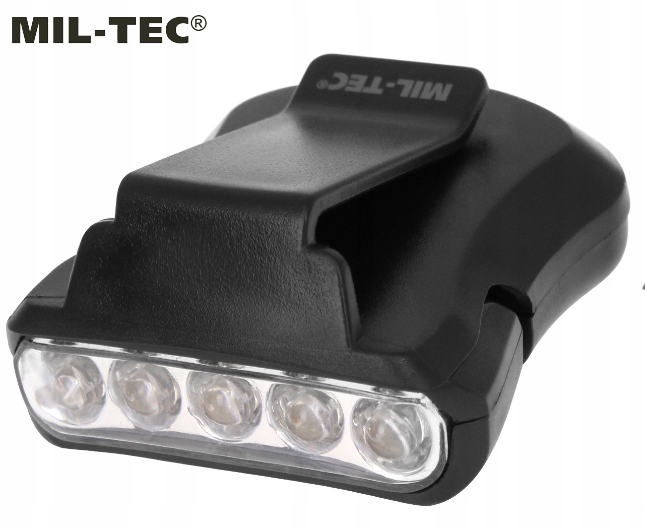 Žibintuvėlis su segtuku Mil-Tec 50 lm priekinis žibintas, skirtas Hat Visor kuprinei juodai