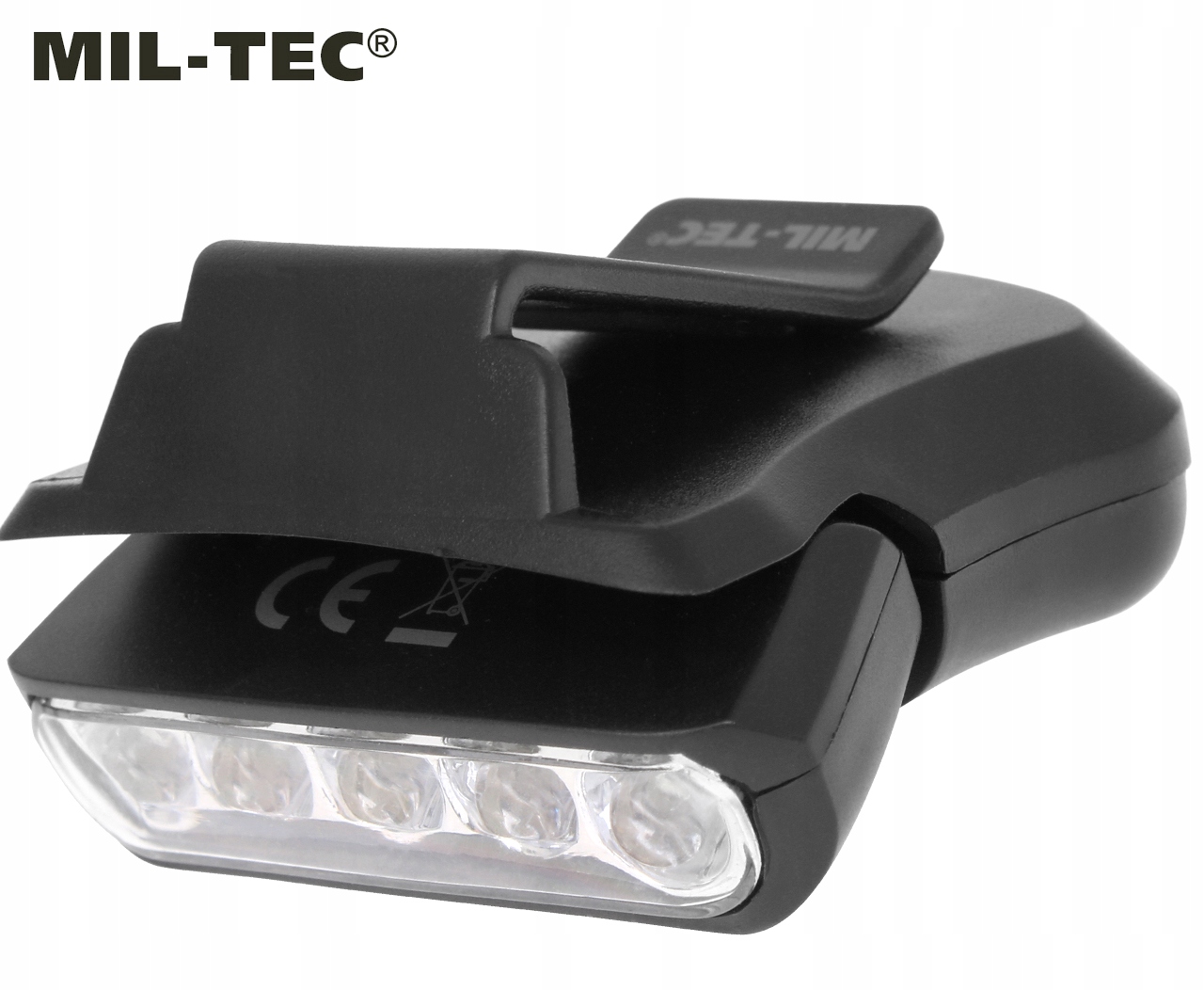 Žibintuvėlis su segtuku Mil-Tec 50 lm priekinis žibintas, skirtas Hat Visor kuprinei juodai