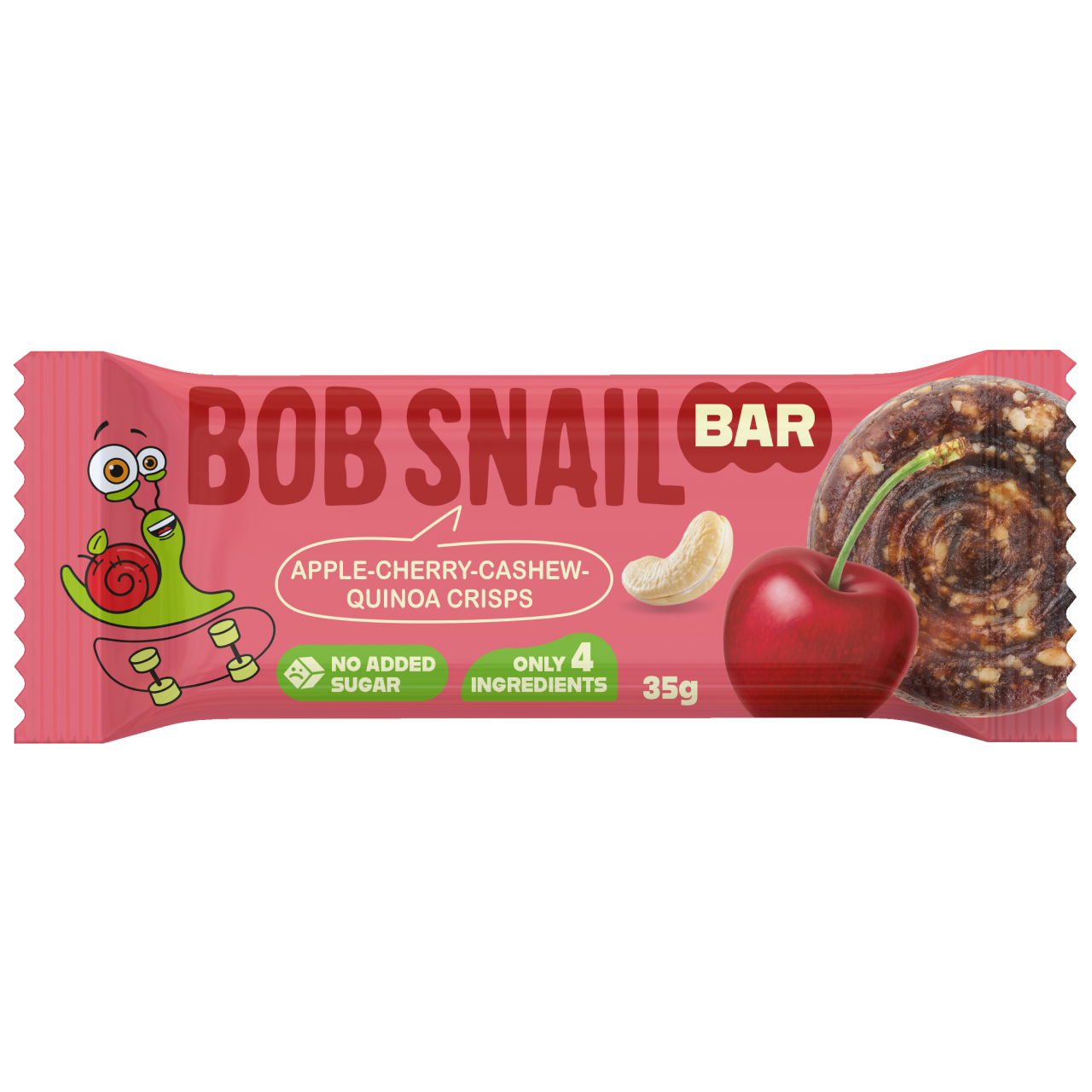 BOB SNAIL vaisių batonėlis APPLE CHERRY anakardžiai be pridėtinio cukraus 15x35 g