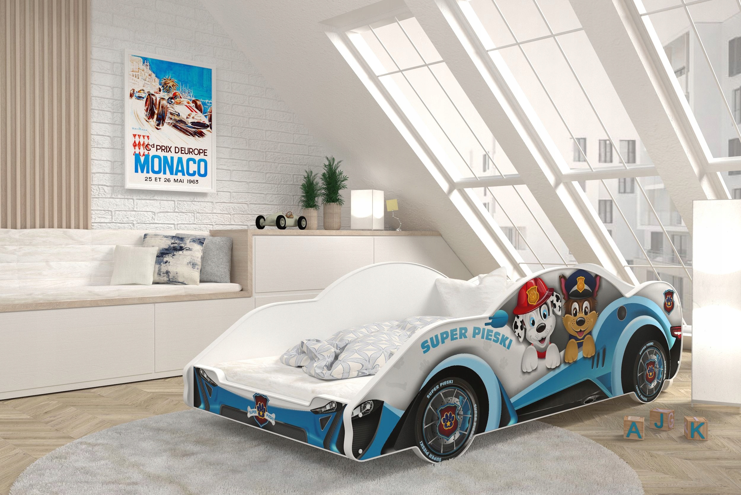 AJKmeble automobilio lova 180x90 su čiužiniu