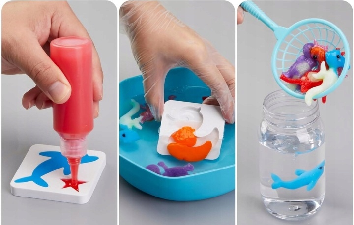 KŪRYBINGAS UGAVIMO RINKINYS VAIKAMS „Pasidaryk pats“ gelis MAGICAL WATER FIGURINES COLRS