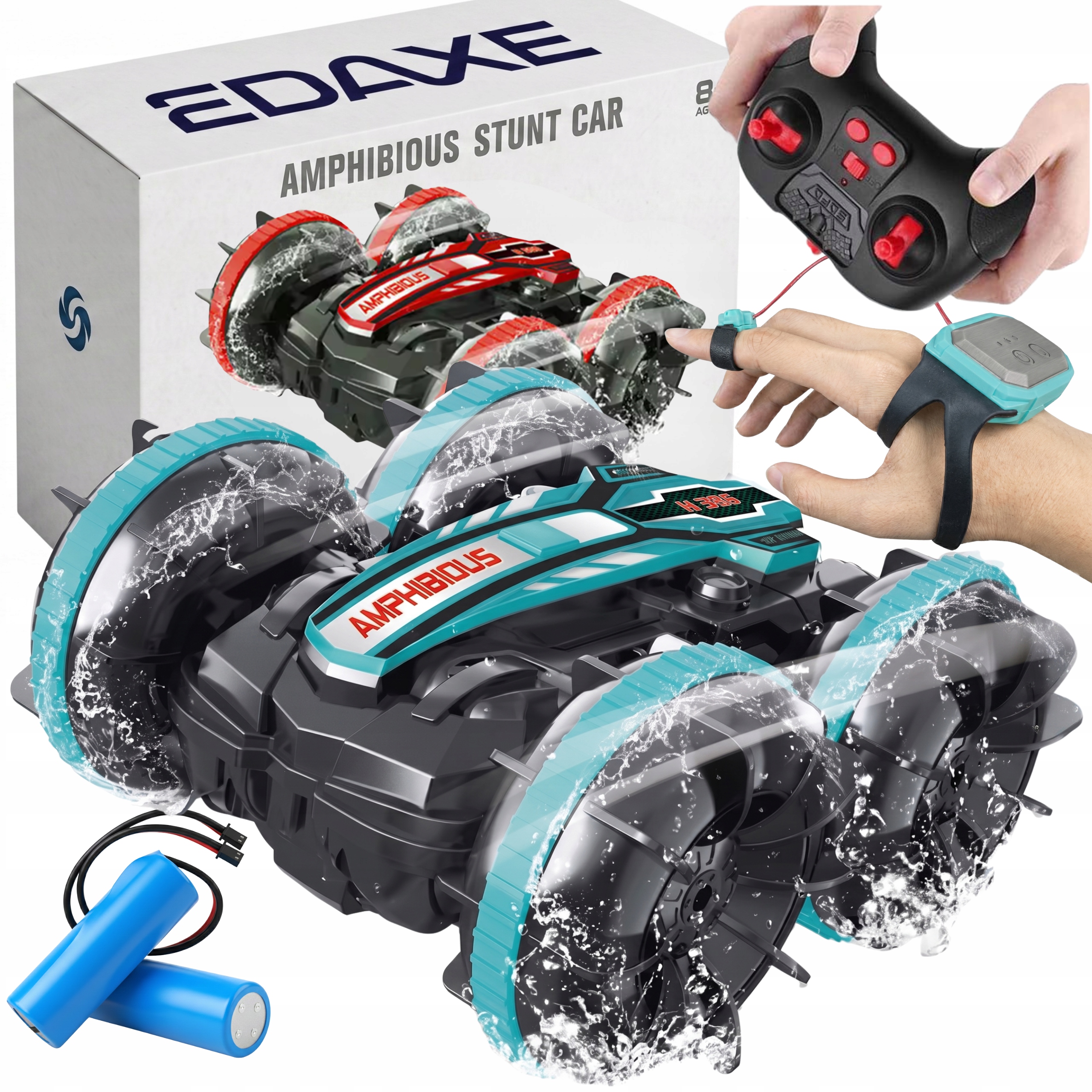 Edaxe radijo valdomasis amfibinis automobilis 4x4 su dviem valdikliais