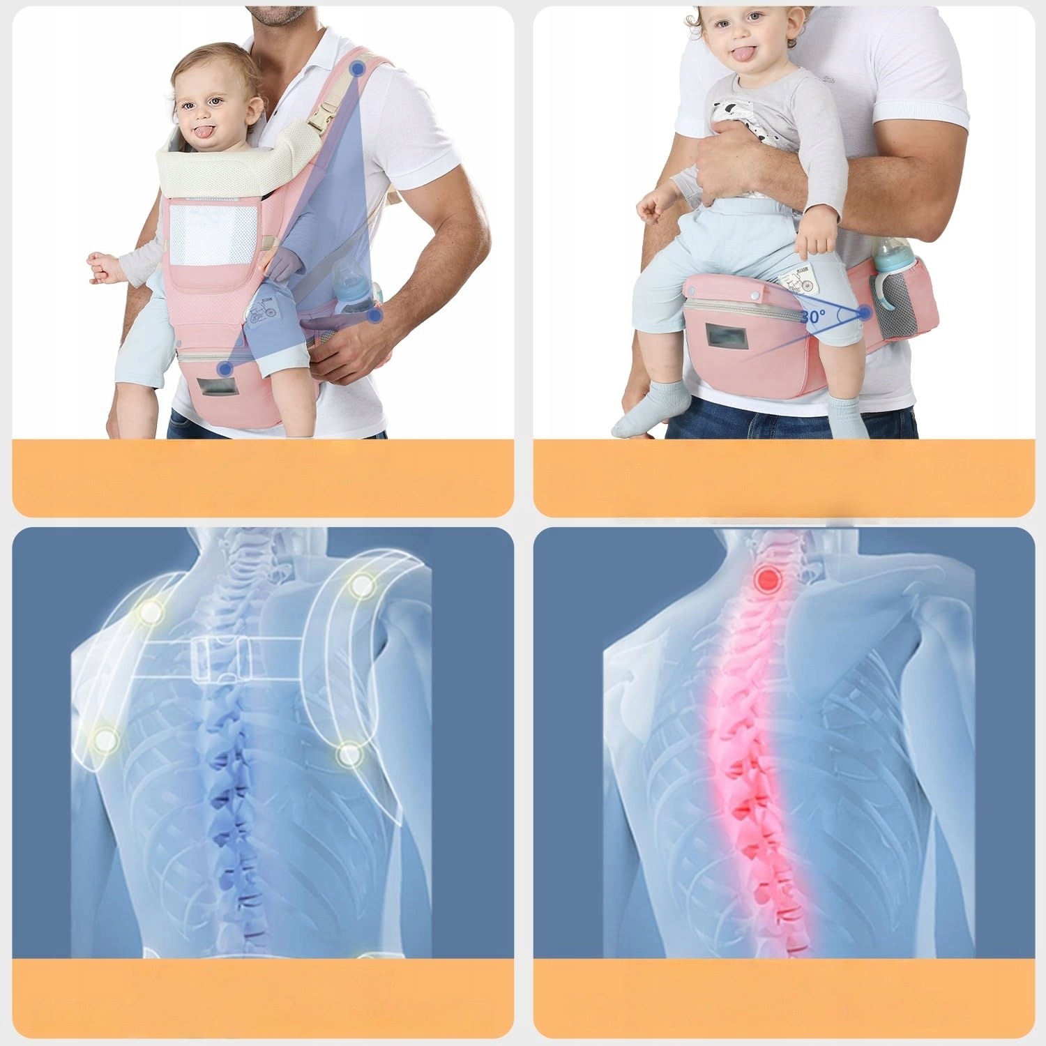 6in1 nešioklė klubams, ergonomiška, 25kg, 0-36 mėn
