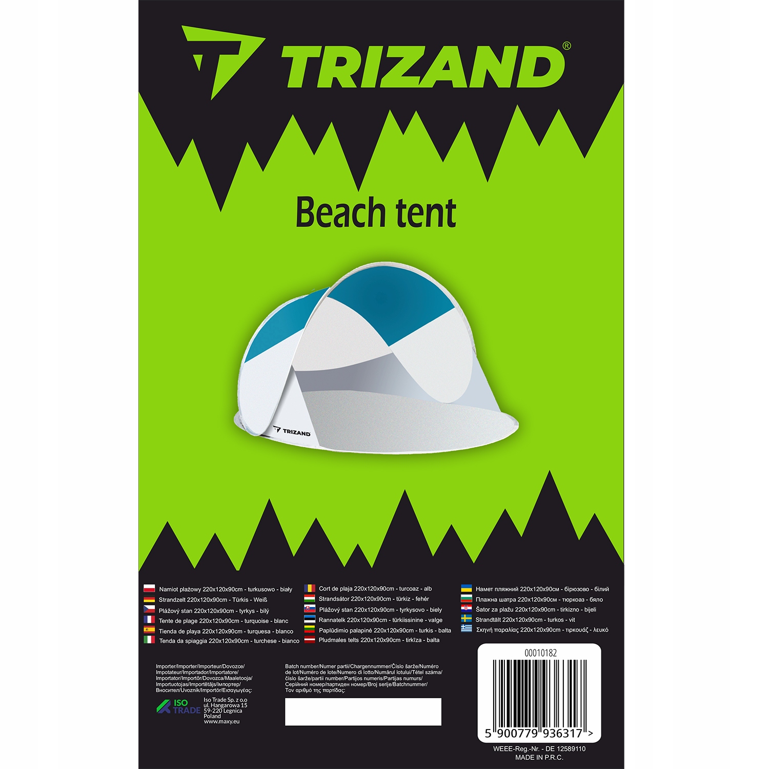 Trizand saviatidarinis paplūdimio palapinis XXL