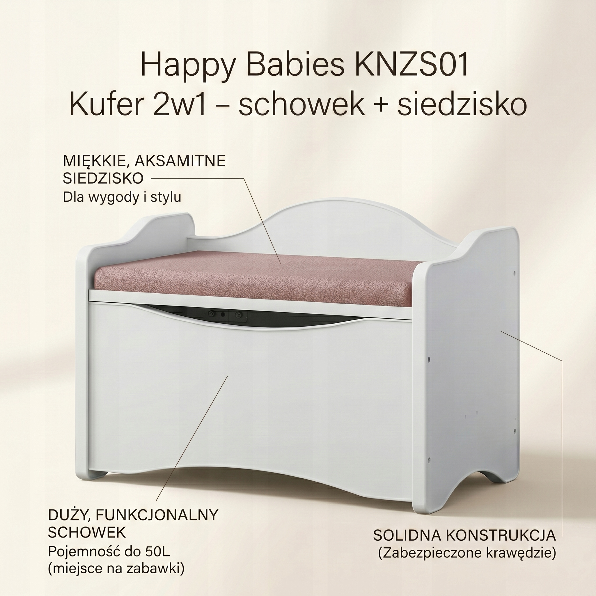 2 viename žaislų bagažinė su sėdyne Happy Babies KNZS01 / 57L /52,6 × 36,5 × 30