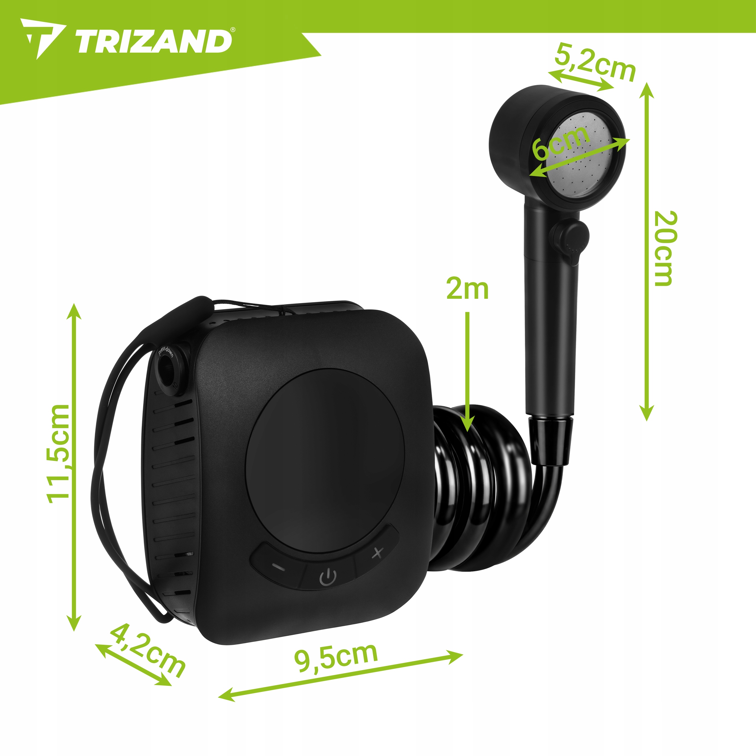 Trizand turističkas dušas 8000 mAh baterija