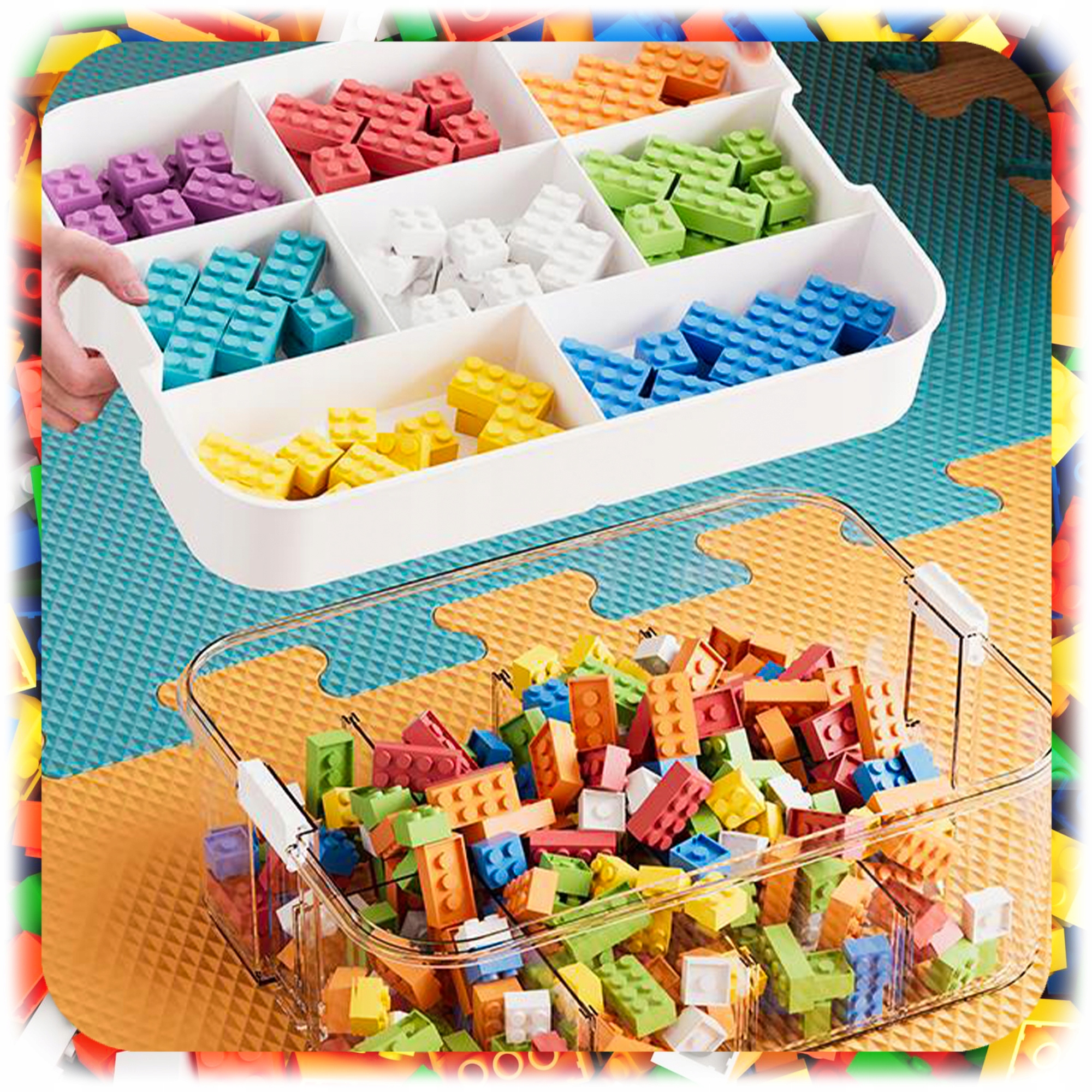 Pixel keturstakšnis Lego kaladėlių konteineris 24 l