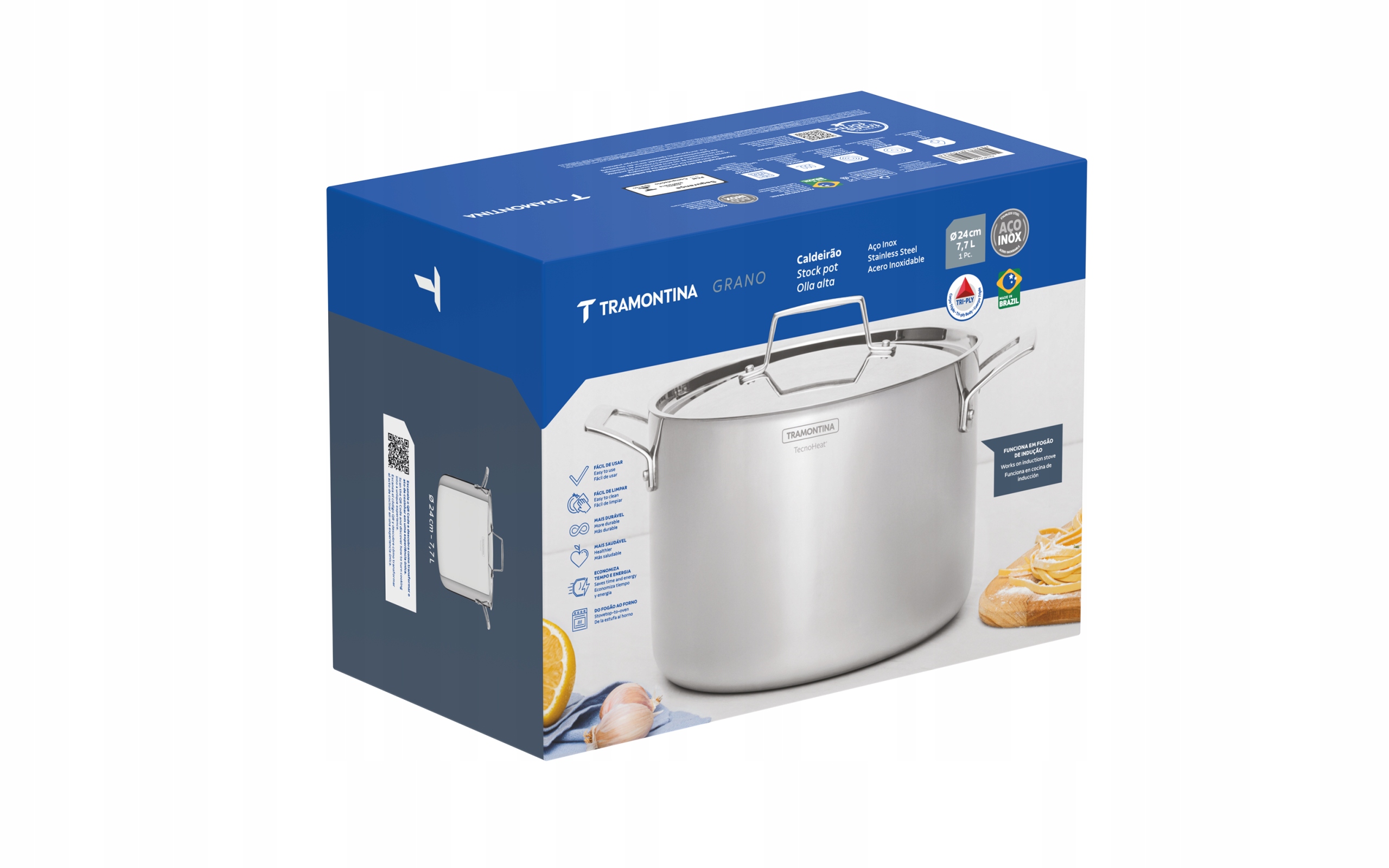 PUODAS Tramontina Grano 24 cm 7,7 L – trisluoksnis nerūdijantis plienas su dangteliu