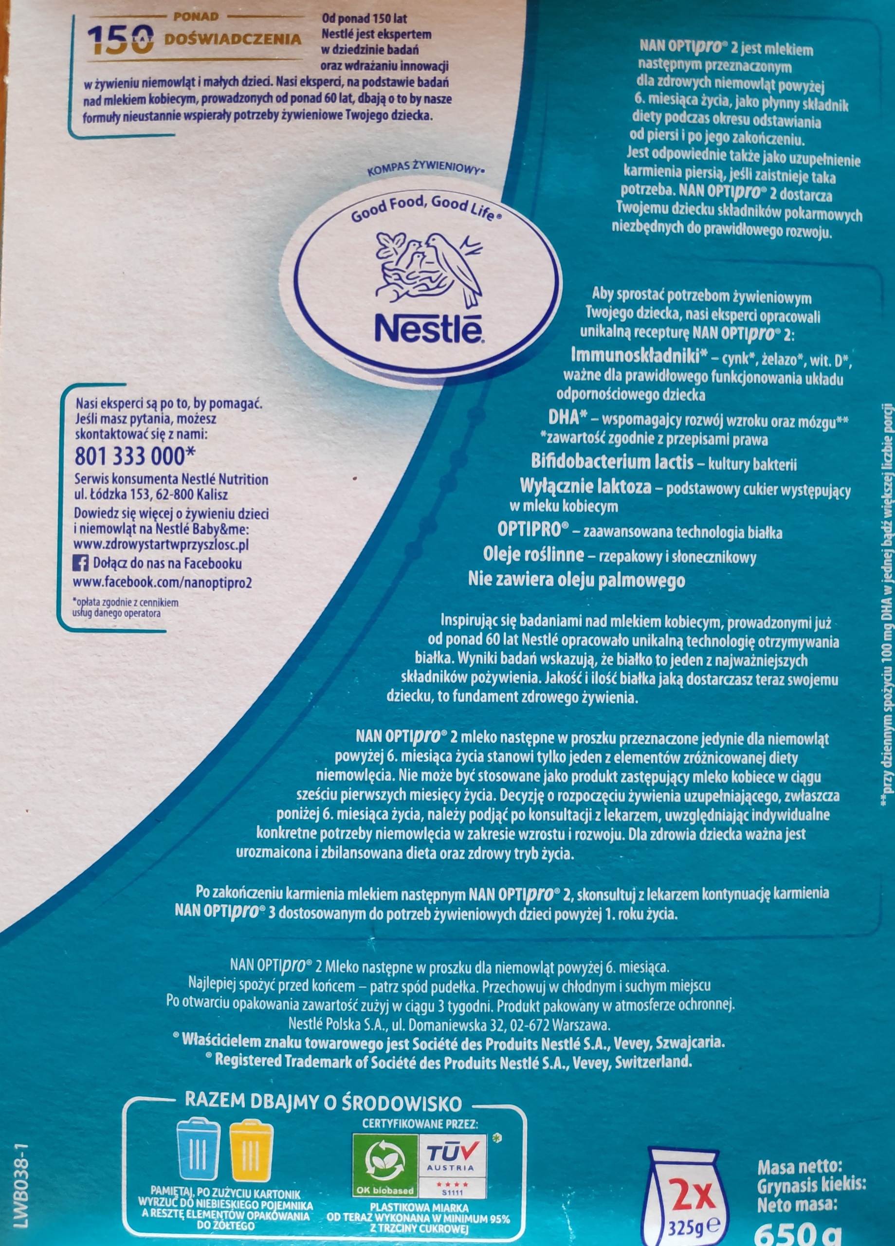 Nestlé NAN Optipro 2 pienas 650g