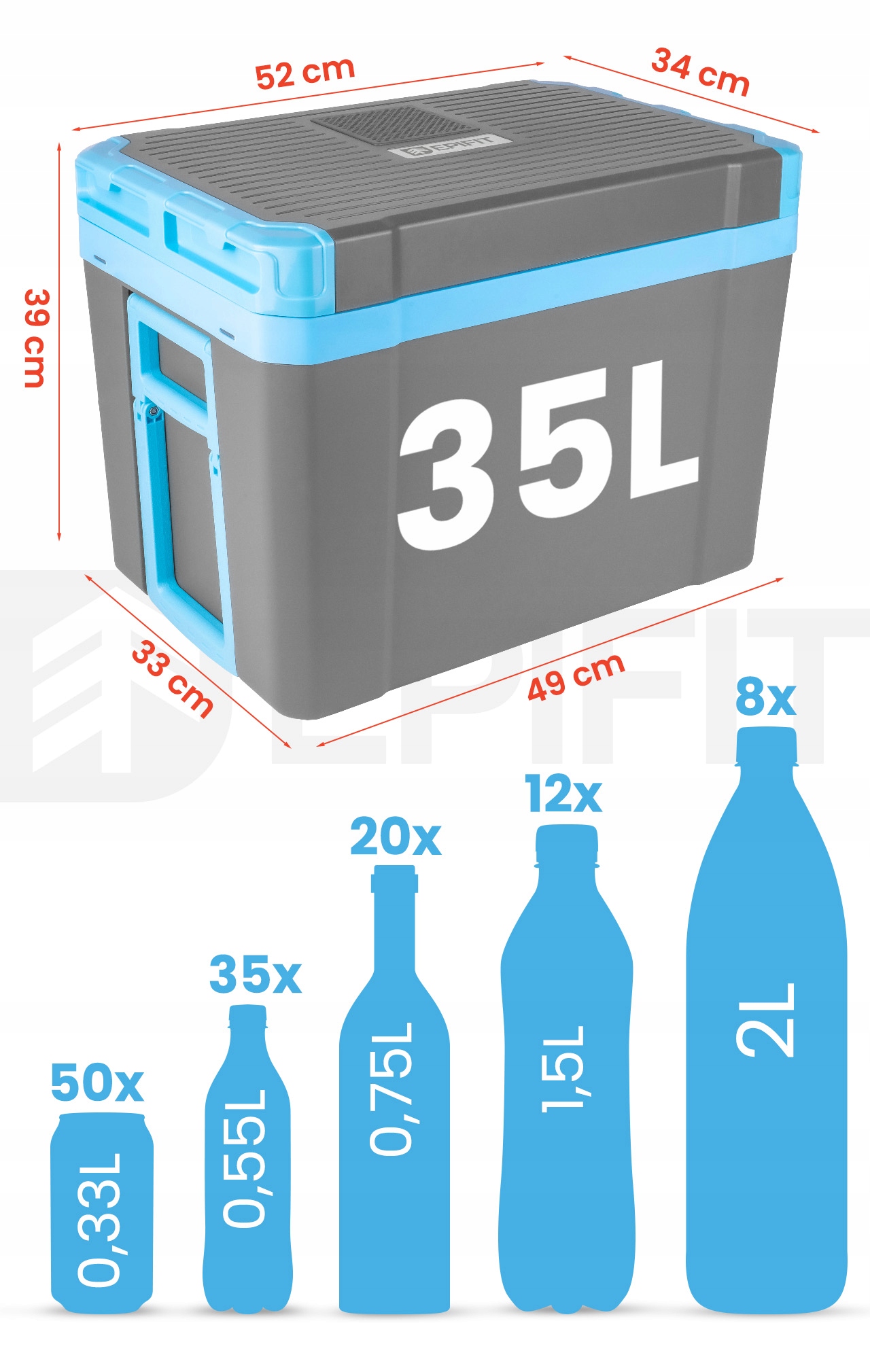 Epifit turisti šaldytuvas 35L 12V/230V su ratukais