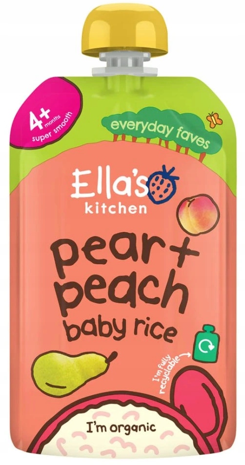 Ella's Kitchen Bio Dessert Baby ryžiai, kriaušė ir persikas 120 g