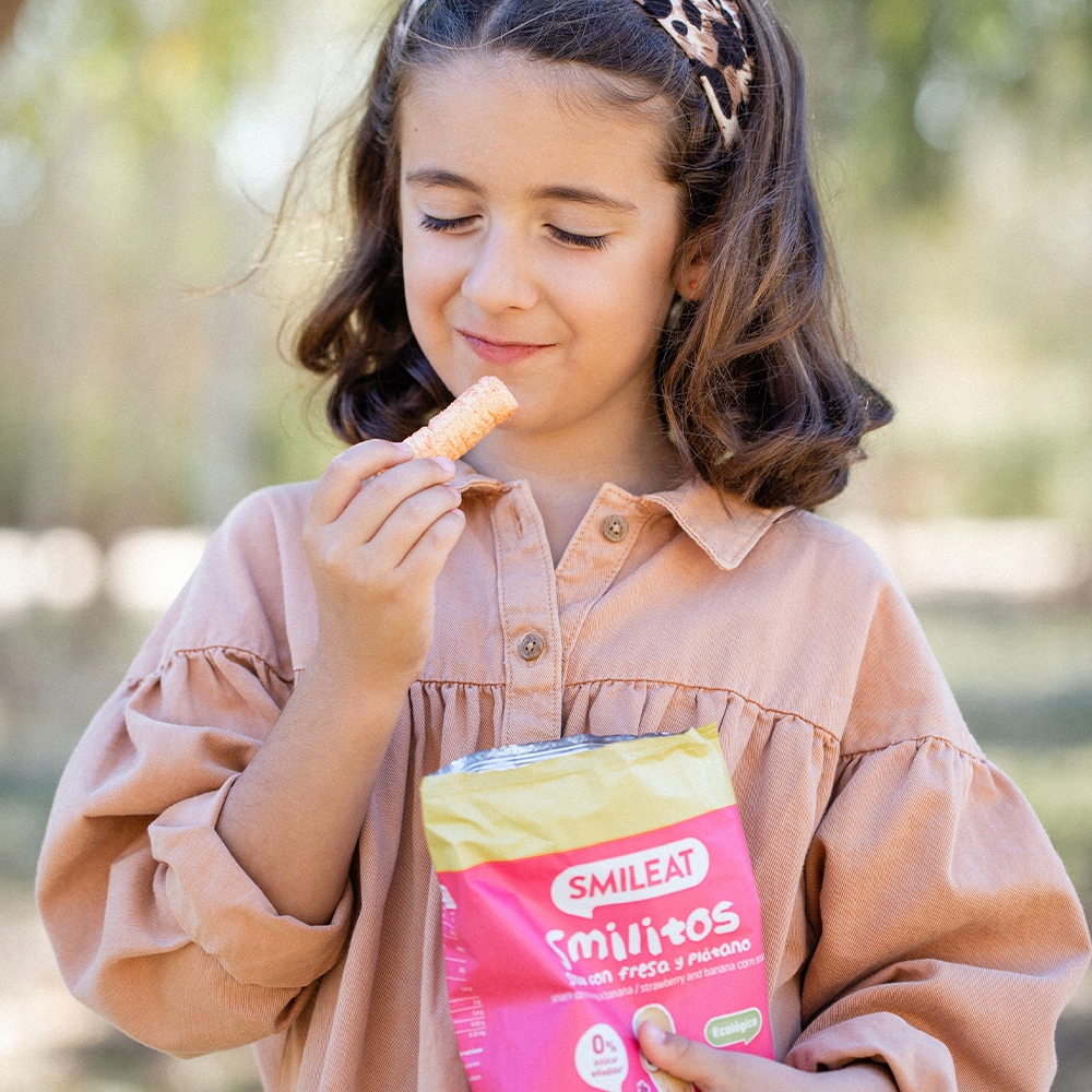 Smileat Smilitos Corn Puffs Braškių bananų sveikas užkandis 25G