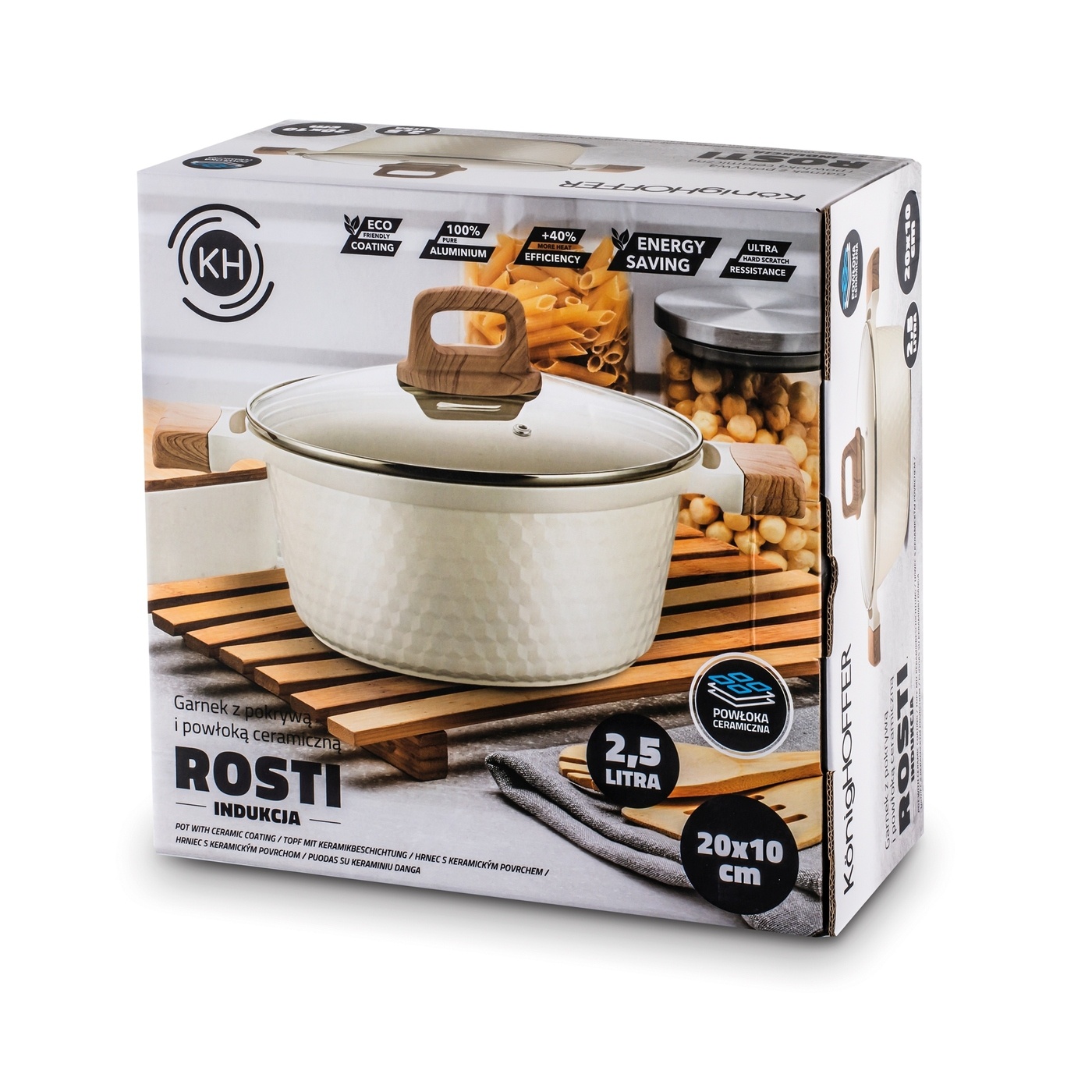 INDUKCINIS PUODAS su KERAMINE danga Kremas Konighoffer Rosti 20cm 2L