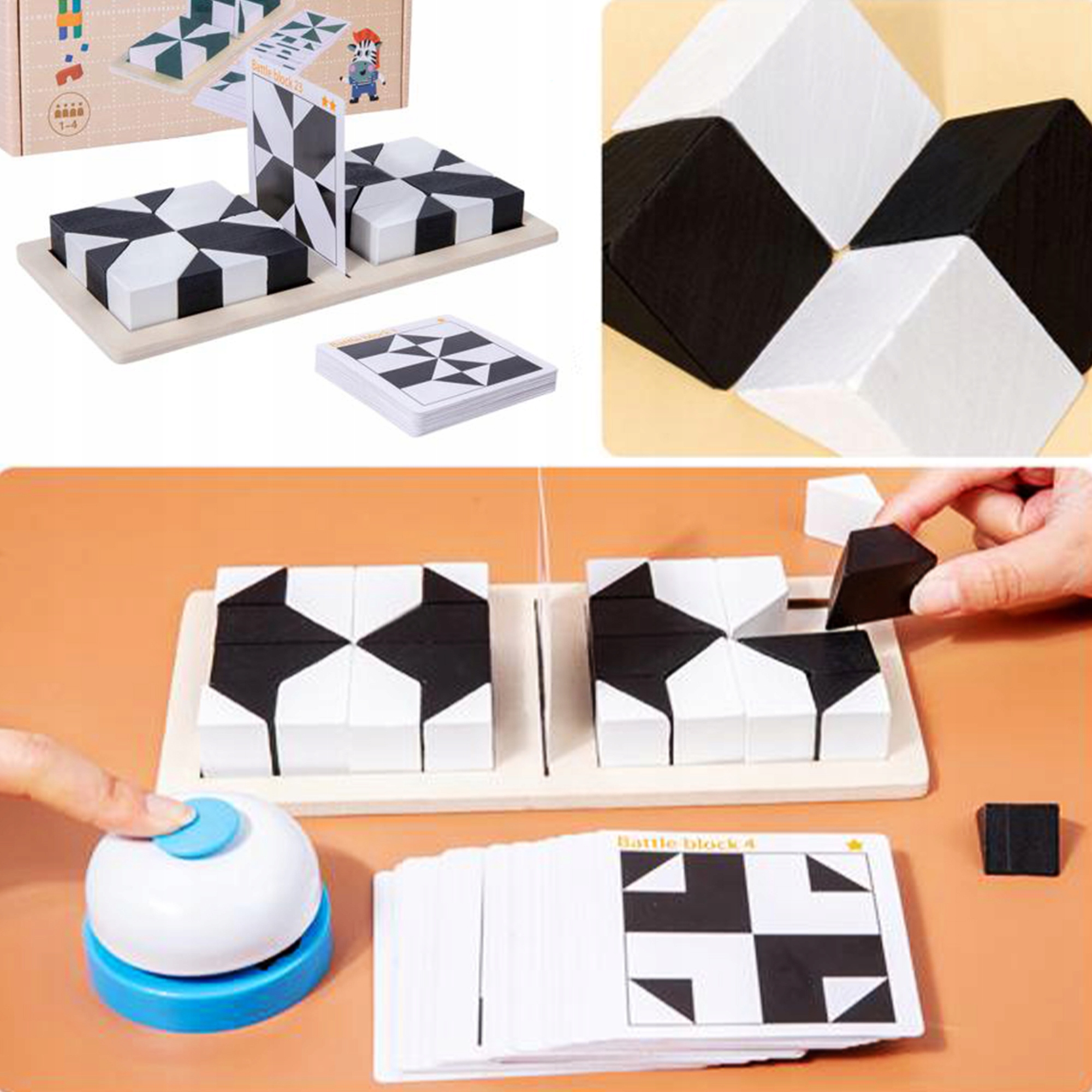 Geometriniai mediniai konstruktyvieji blokeliai Montessori