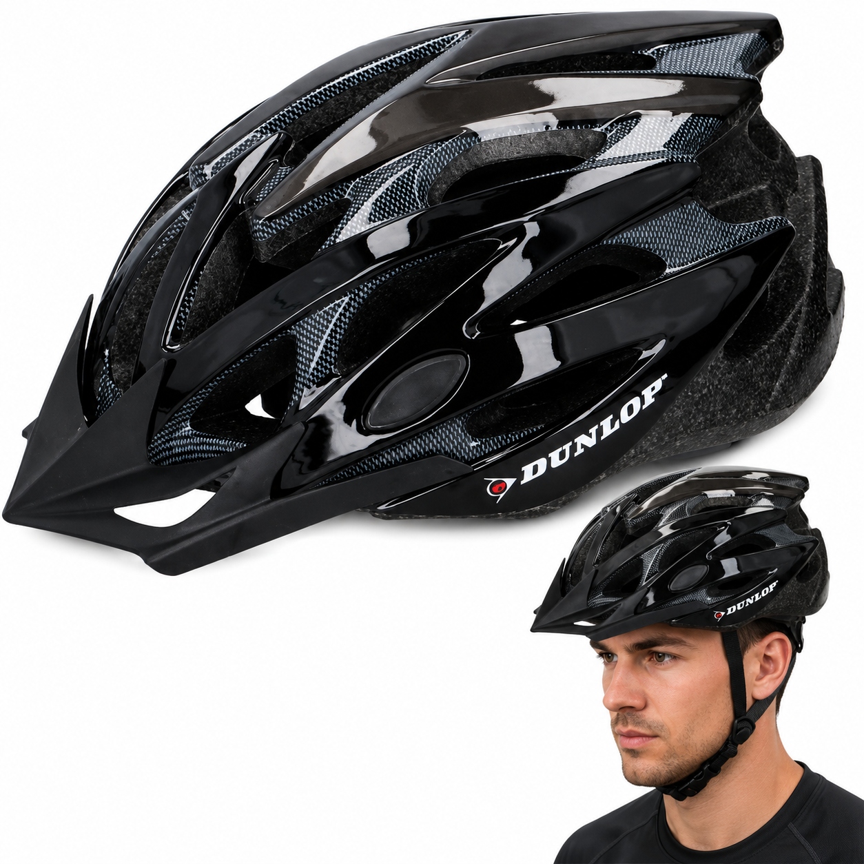 Dunlop reguliuojamas MTB paspirtuko dviračio šalmas juodas dydis M 55-58 CM