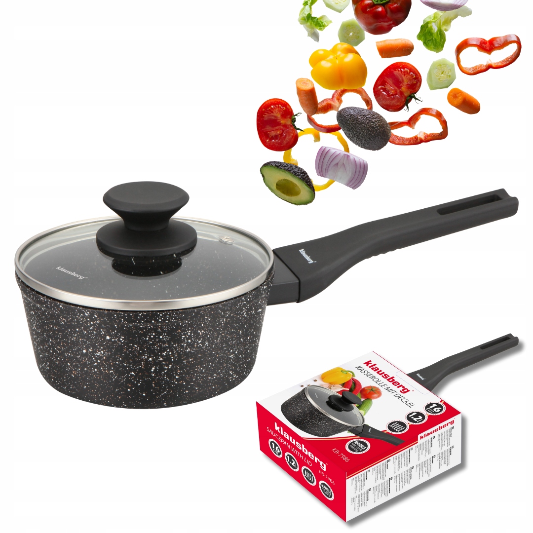 Marmurinis puodas 16 cm su dangčiu Indukcinės dujos Nelipnus 1,2L KB7986