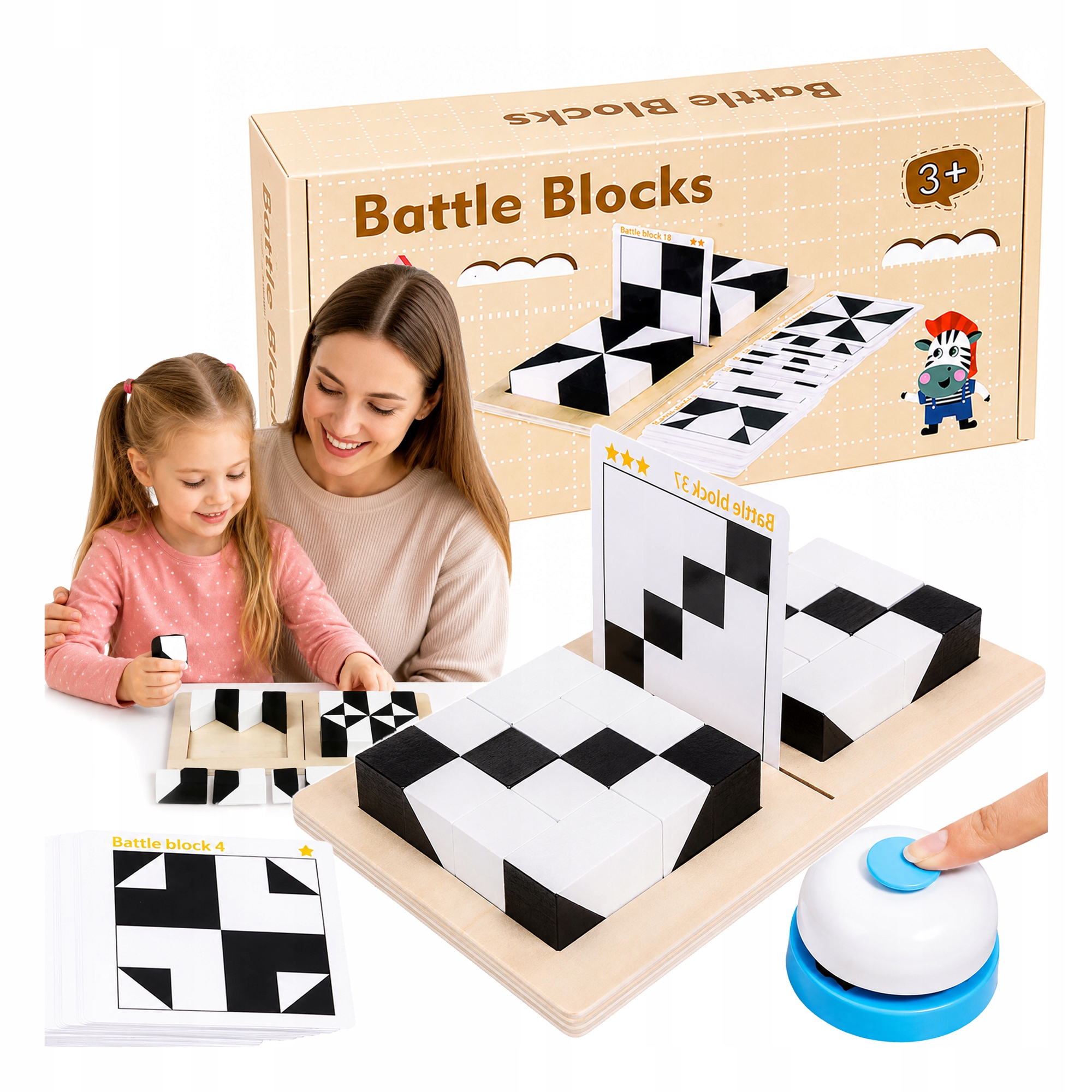 Geometriniai mediniai konstruktyvieji blokeliai Montessori