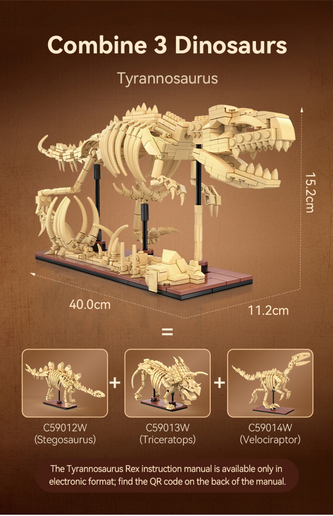 Cada dinozauras sviesiantis skeletas Velociraptor 256 el.