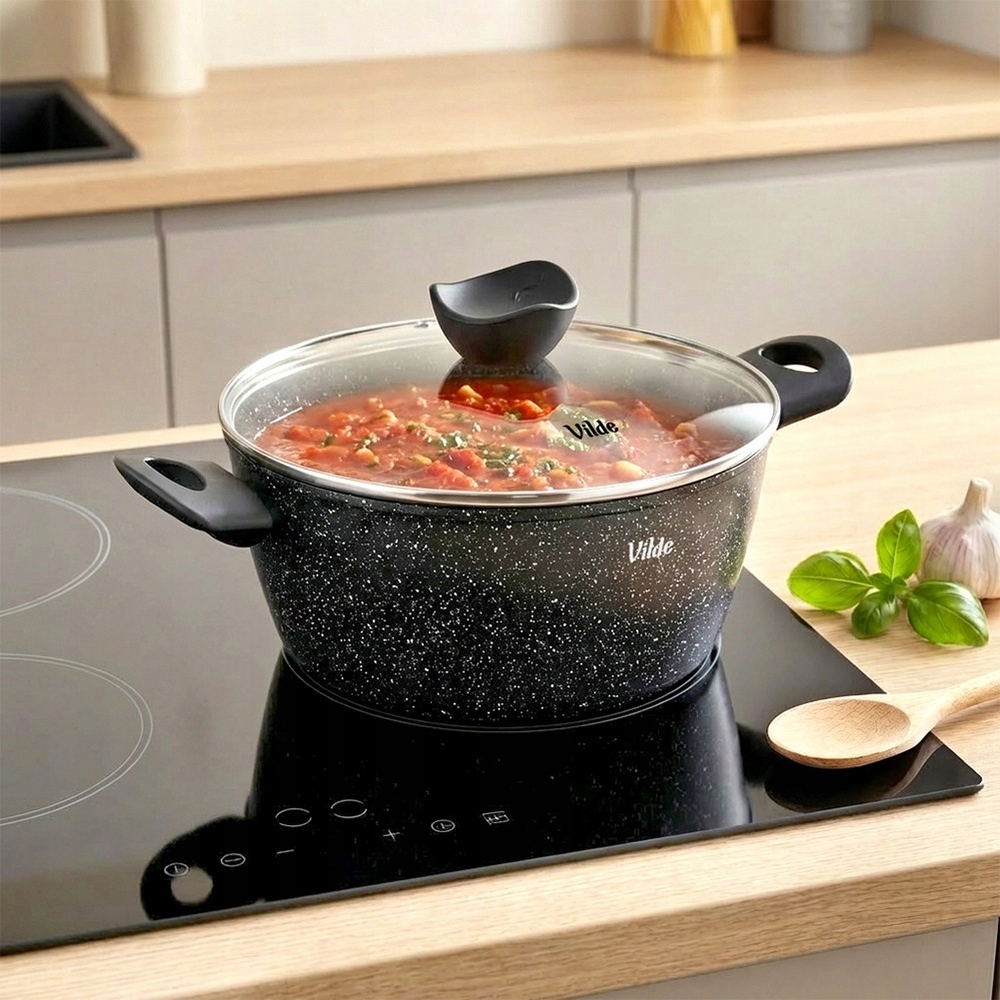 GRANITINIS puodas su dangteliu troškinimui VILDE 24 cm 3,6L