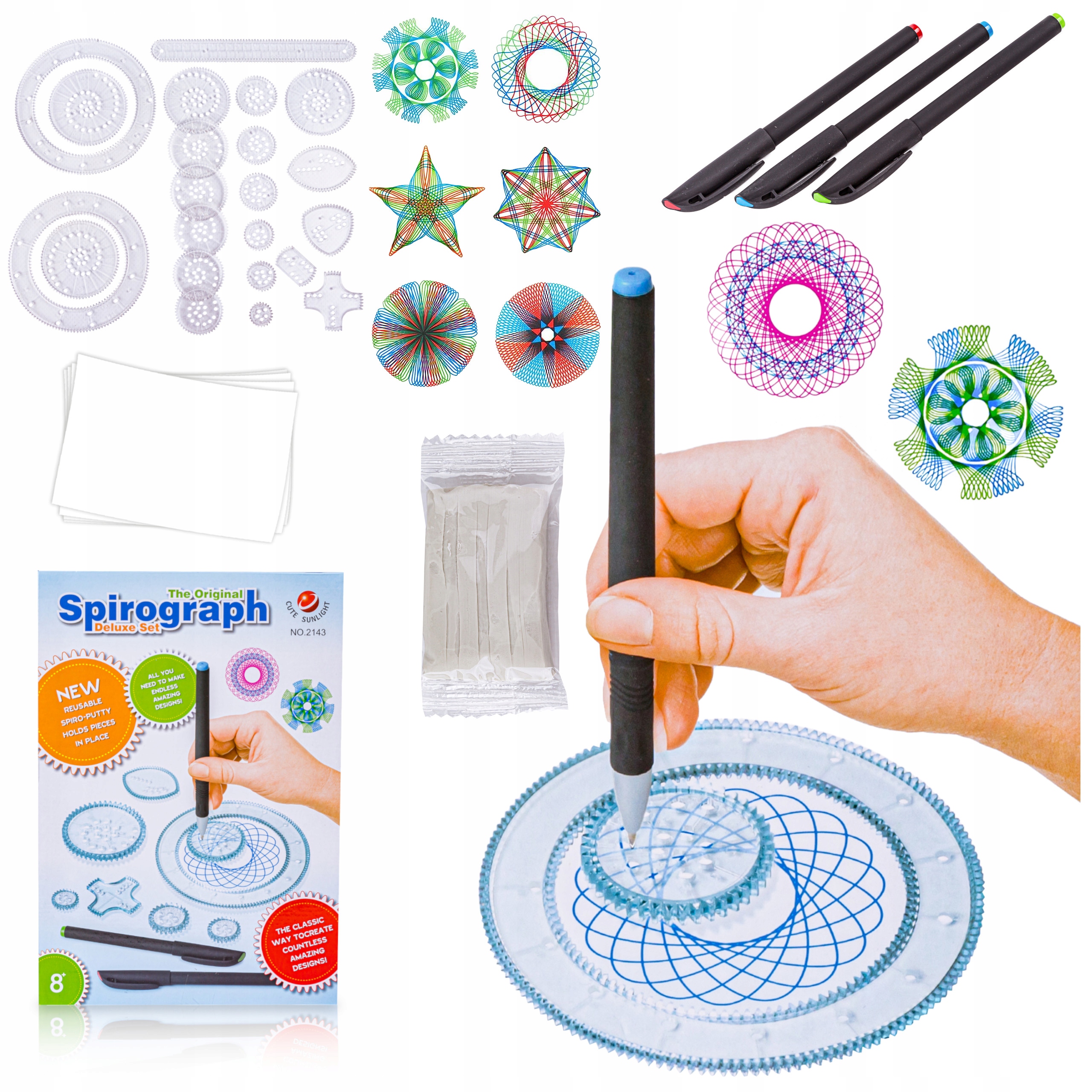 DK spirografas piešimo šablonai ir žymekliai
