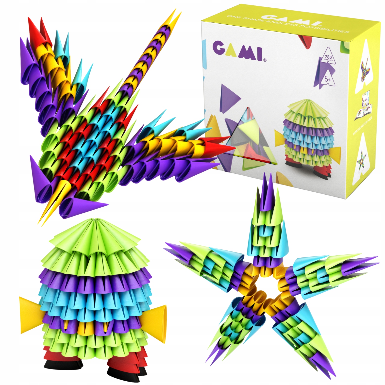 MELI GAMI Blokai 250 vienetų Origami statybinės plytos