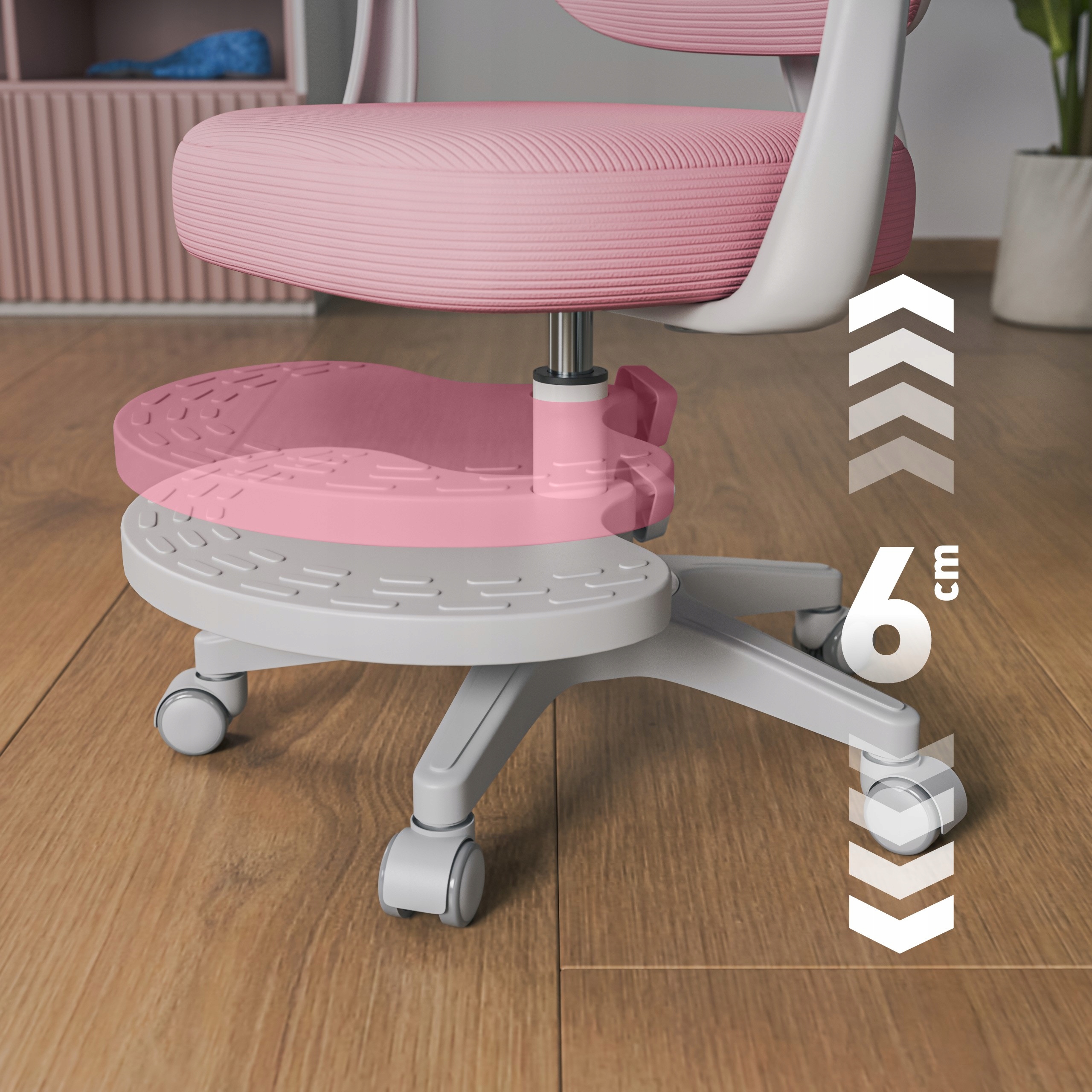 Markadler vaikiška ergonominio rožaus biuro besisukanti kėdė