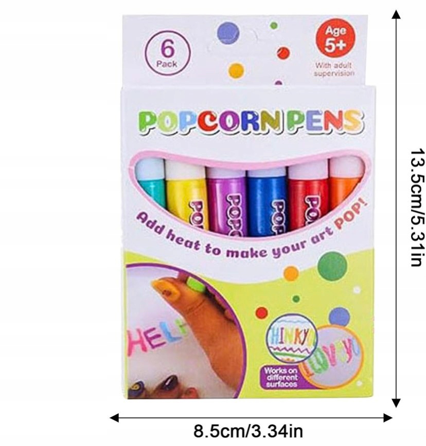 Popcorn Pens 3D žymekliai auginimo žymekliai PUFF efektas 6 vnt