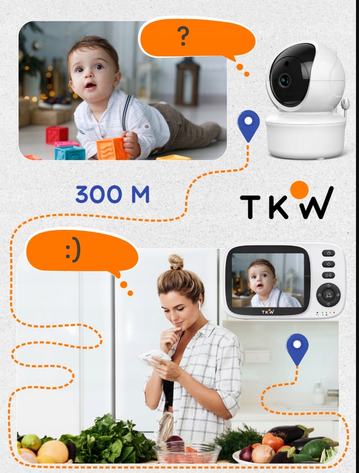 TKW elektroninė niania su 3,2 colių monitoriumi ir naktinė režimu
