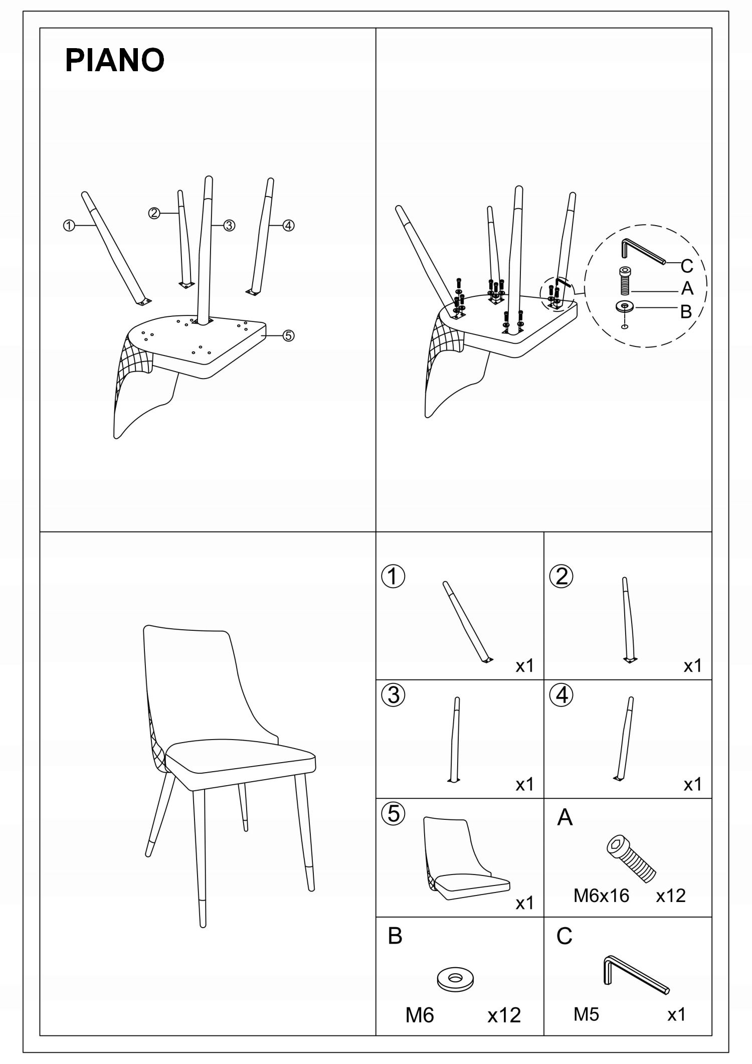 Piano B Velvet Grey kėdė su dygsniuotu atlošu