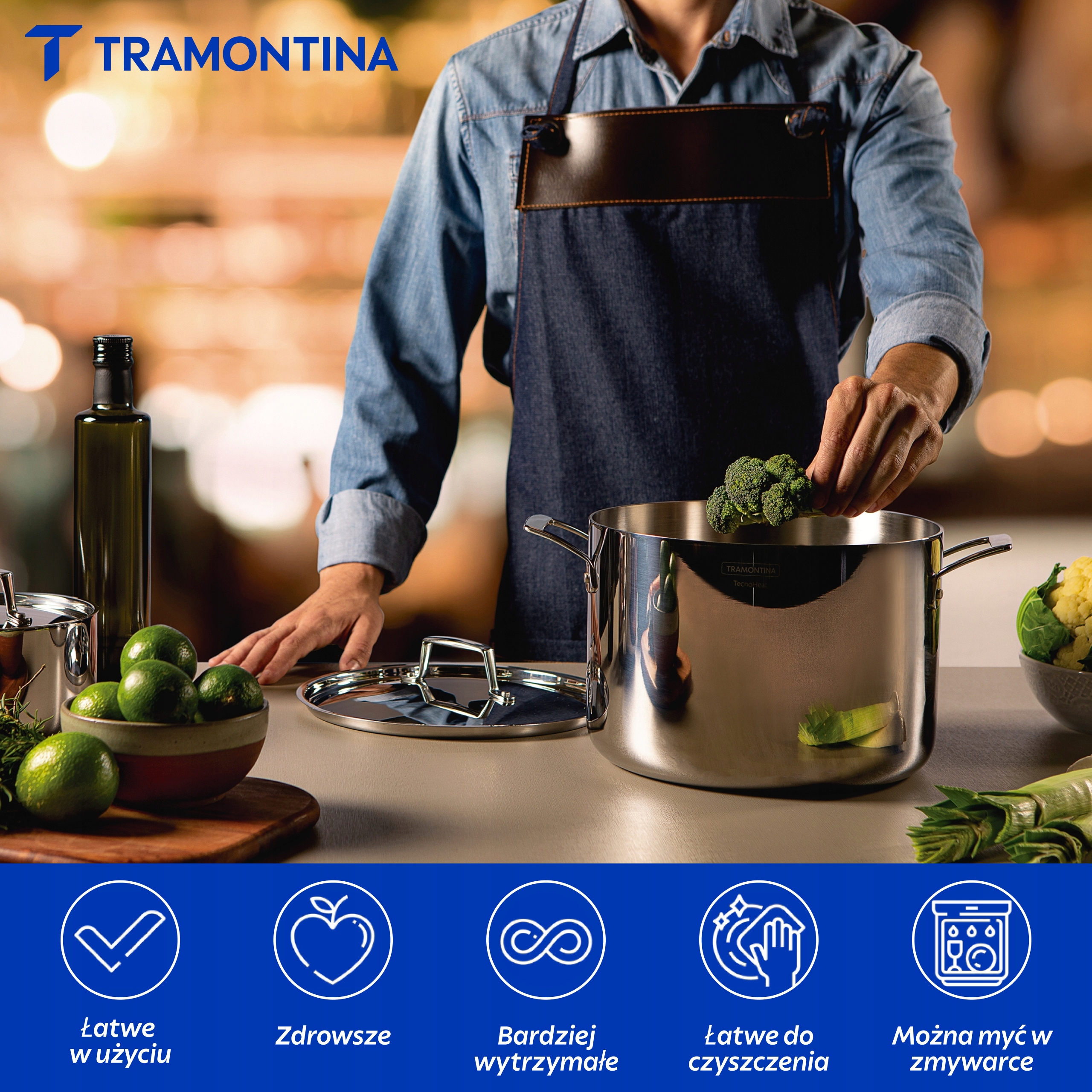 PUODAS Tramontina Grano 24 cm 7,7 L – trisluoksnis nerūdijantis plienas su dangteliu