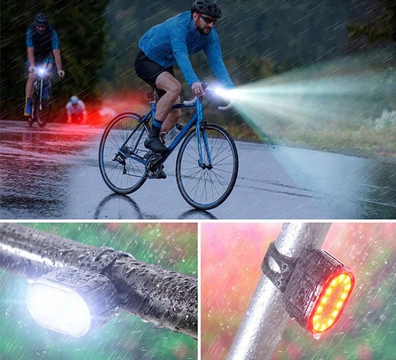 Dviračio apšvietimas PRIEKINIS IR GALIS DVIRAČIO LEMPŲ RINKINYS 800 lm USB